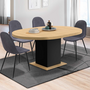 Voir la diapositive 2 : ID MARKET Table à manger extensible ronde EDEN 4-8 personnes bois et noir 120-160 cm