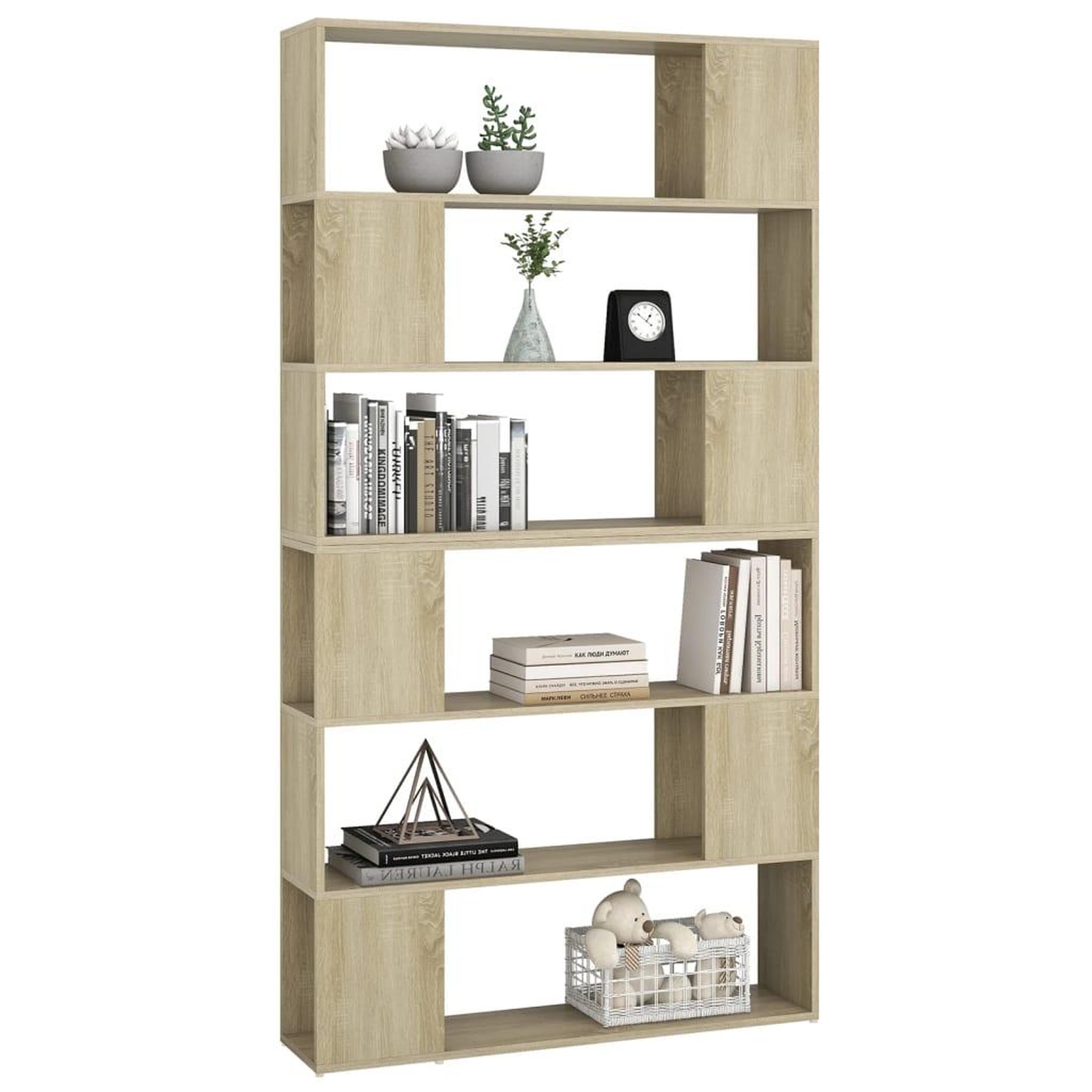 Voir la diapositive 4 : VIDAXL Bibliotheque/Separateur de piece Chene Sonoma 100x24x188 cm