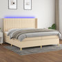 Voir la diapositive 1 : VIDAXL Sommier a lattes de lit matelas et LED Creme 200x200 cm Tissu
