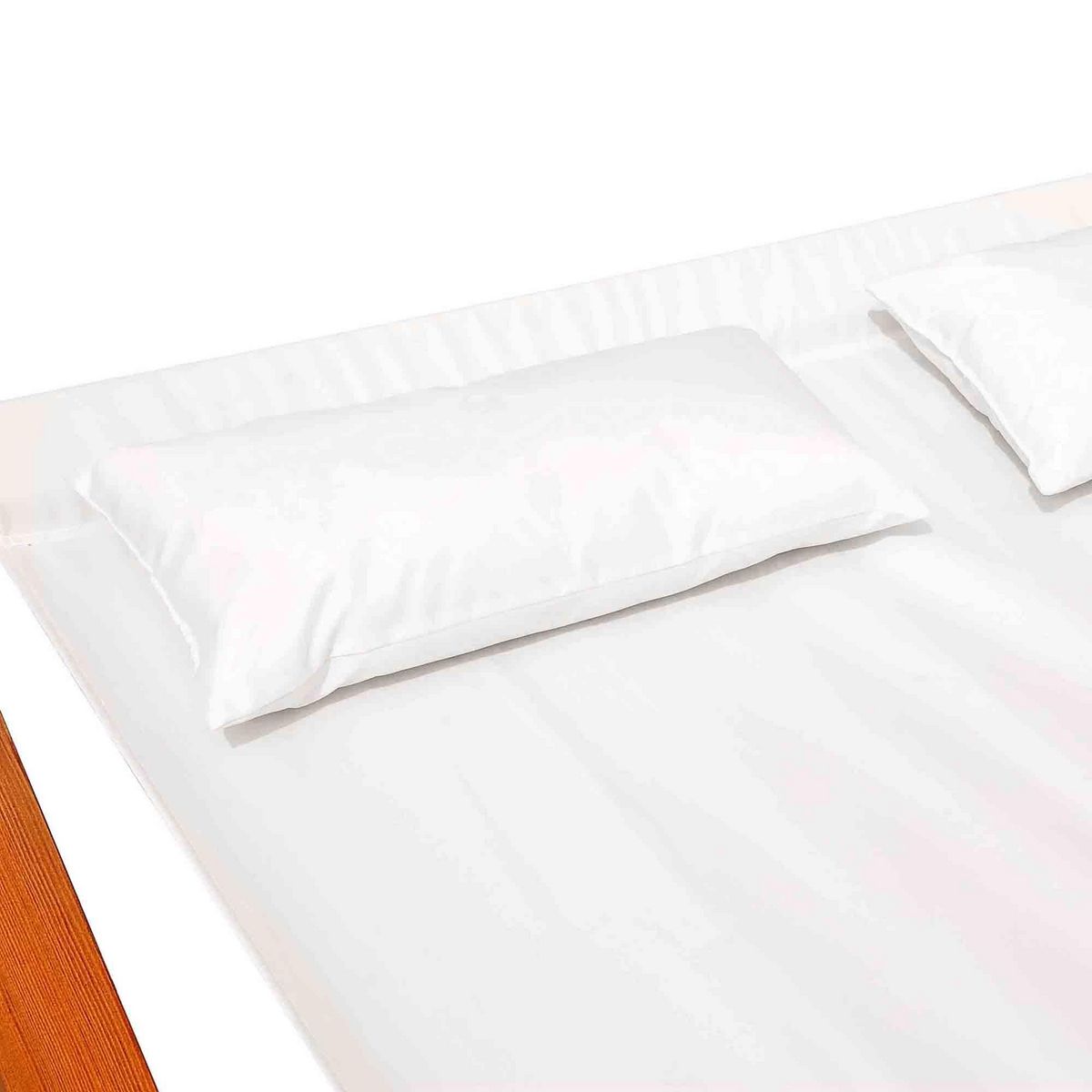 OUTSUNNY Bain de soleil transat design à bascule 2 places 2 coussins inclus bois mélèze pré-huilé coton blanc