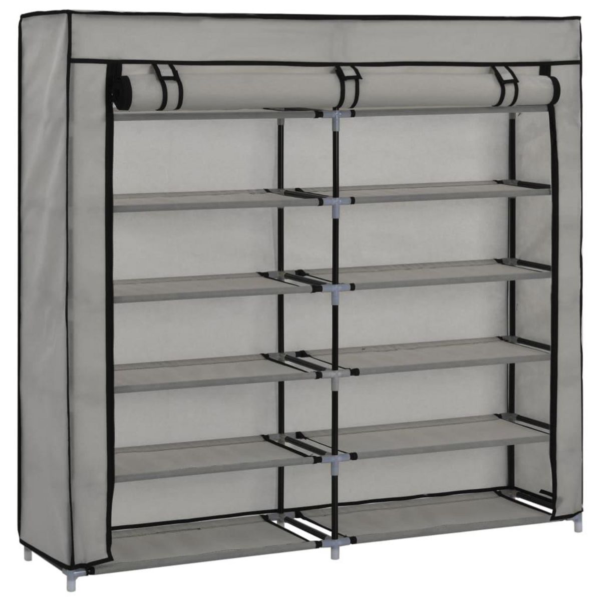 VIDAXL Armoire a chaussures avec housse Gris 115x28x110 cm Tissu