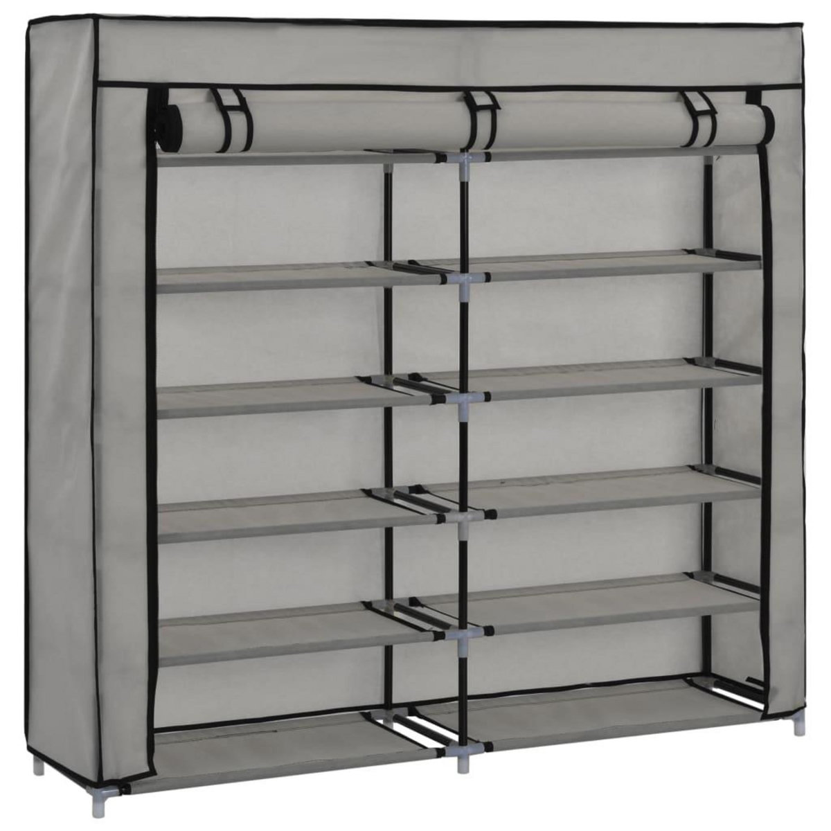 VIDAXL Armoire a chaussures avec housse Gris 115x28x110 cm Tissu