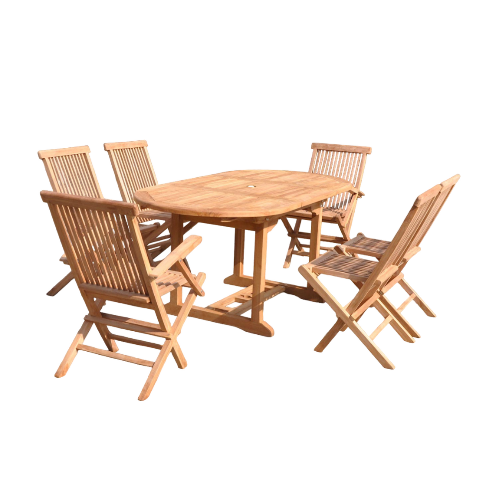 CONCEPT USINE Table de jardin ovale et 4 chaises et 2 fauteuils en teck kajang