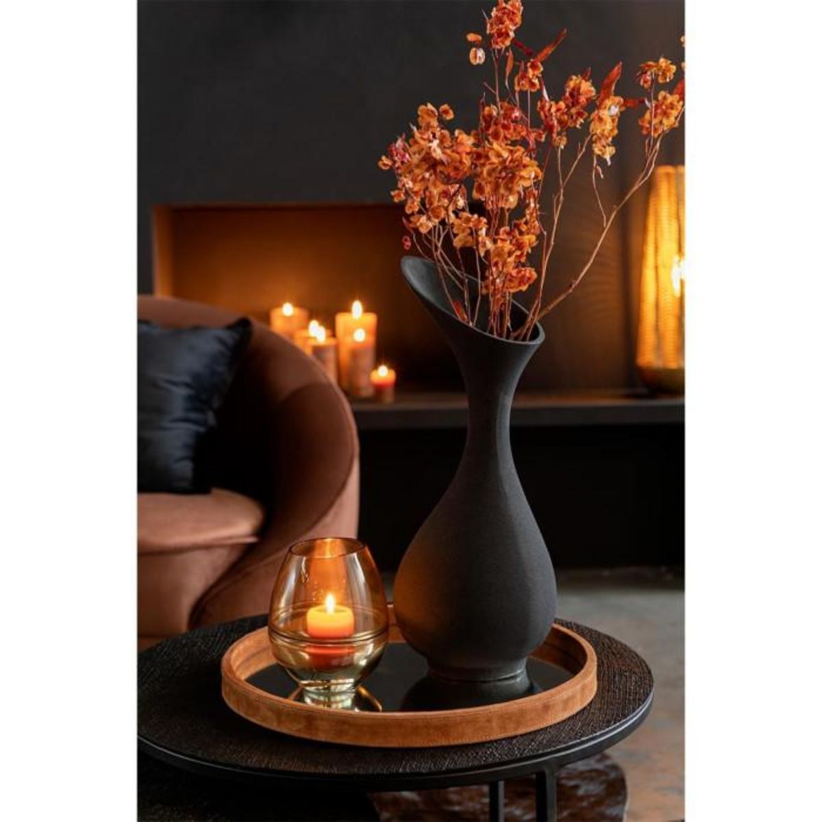 Paris Prix Vase Design en Aluminium  Olivia  60cm Noir