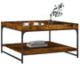 Voir la diapositive 3 : VIDAXL Table basse chene fume 80x80x45 cm bois d'ingenierie et fer