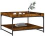 Voir la diapositive 3 : VIDAXL Table basse chene fume 80x80x45 cm bois d'ingenierie et fer