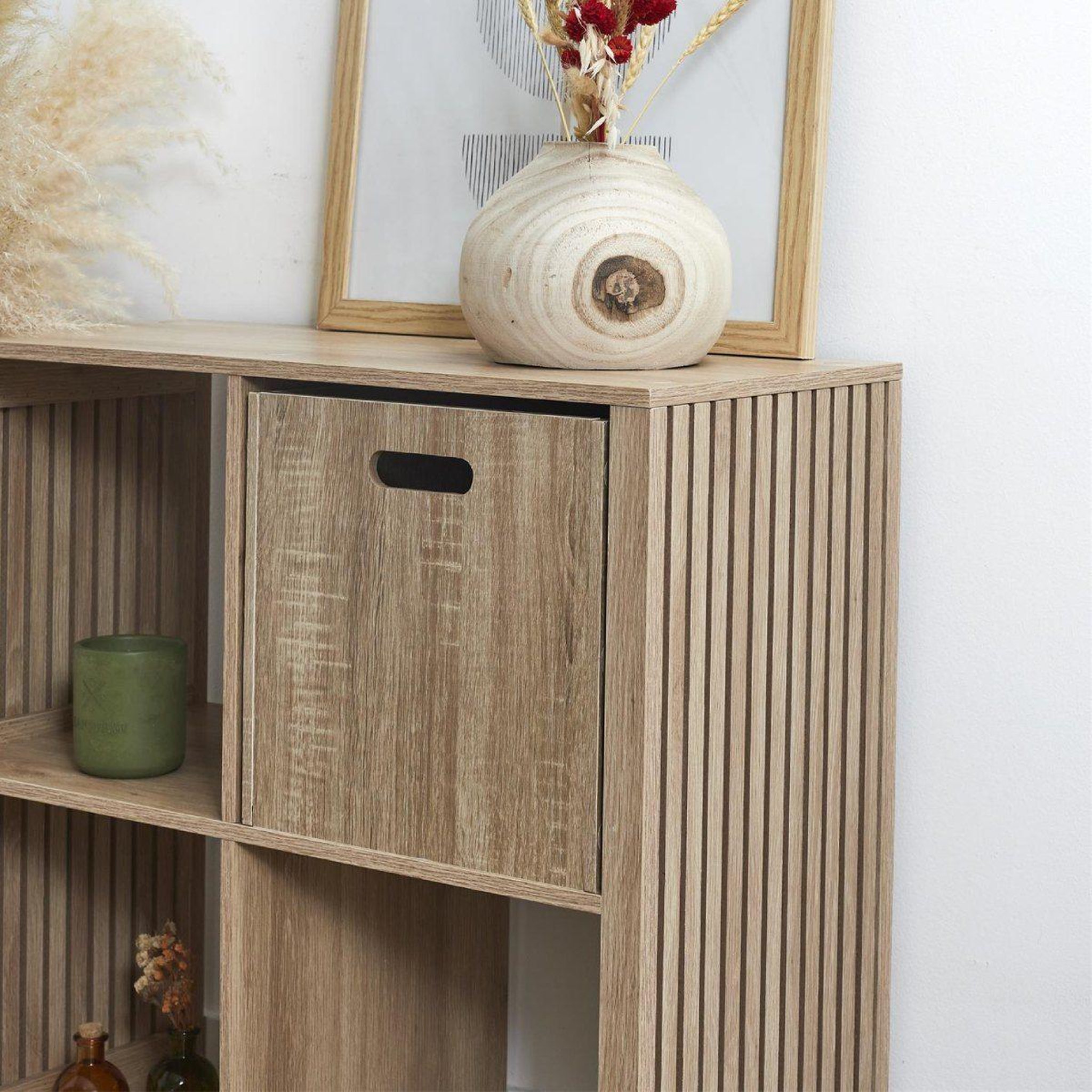 Voir la diapositive 3 : The Home Deco Factory Cube de rangement  bois  30x30cm naturel