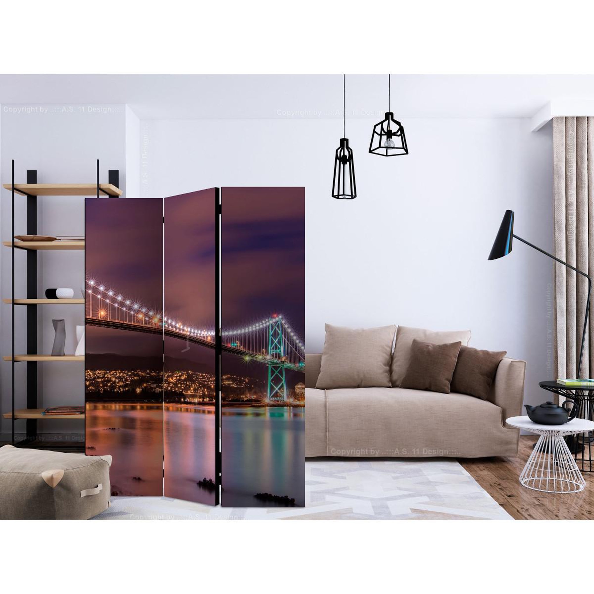 Voir la diapositive 2 : Paris Prix Paravent 3 volets  glow above the city  135x172cm