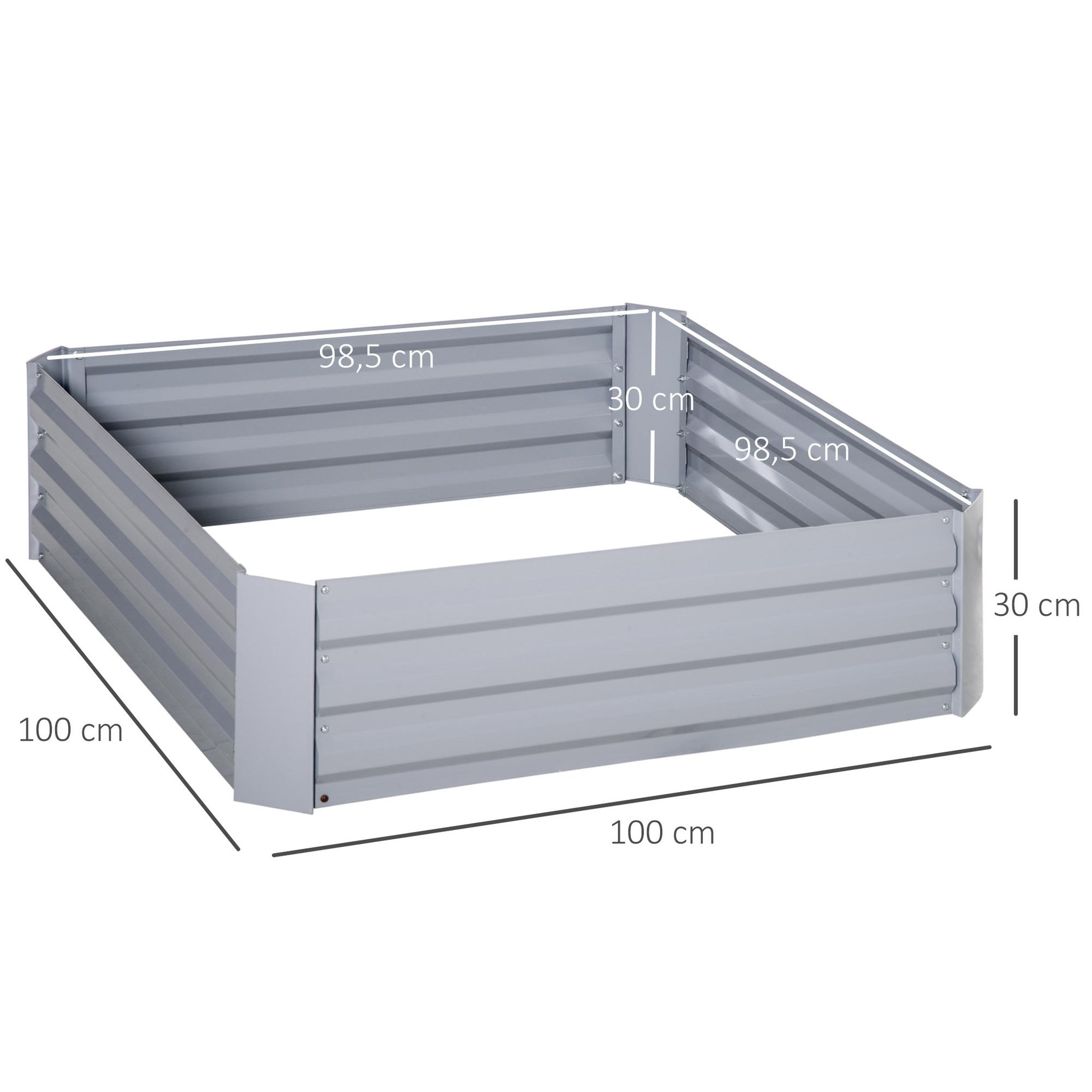 Voir la diapositive 3 : OUTSUNNY Lot de 2 carrés potager de jardin dim. 100L x 100l x 30H cm tôle d'acier ondulée gris