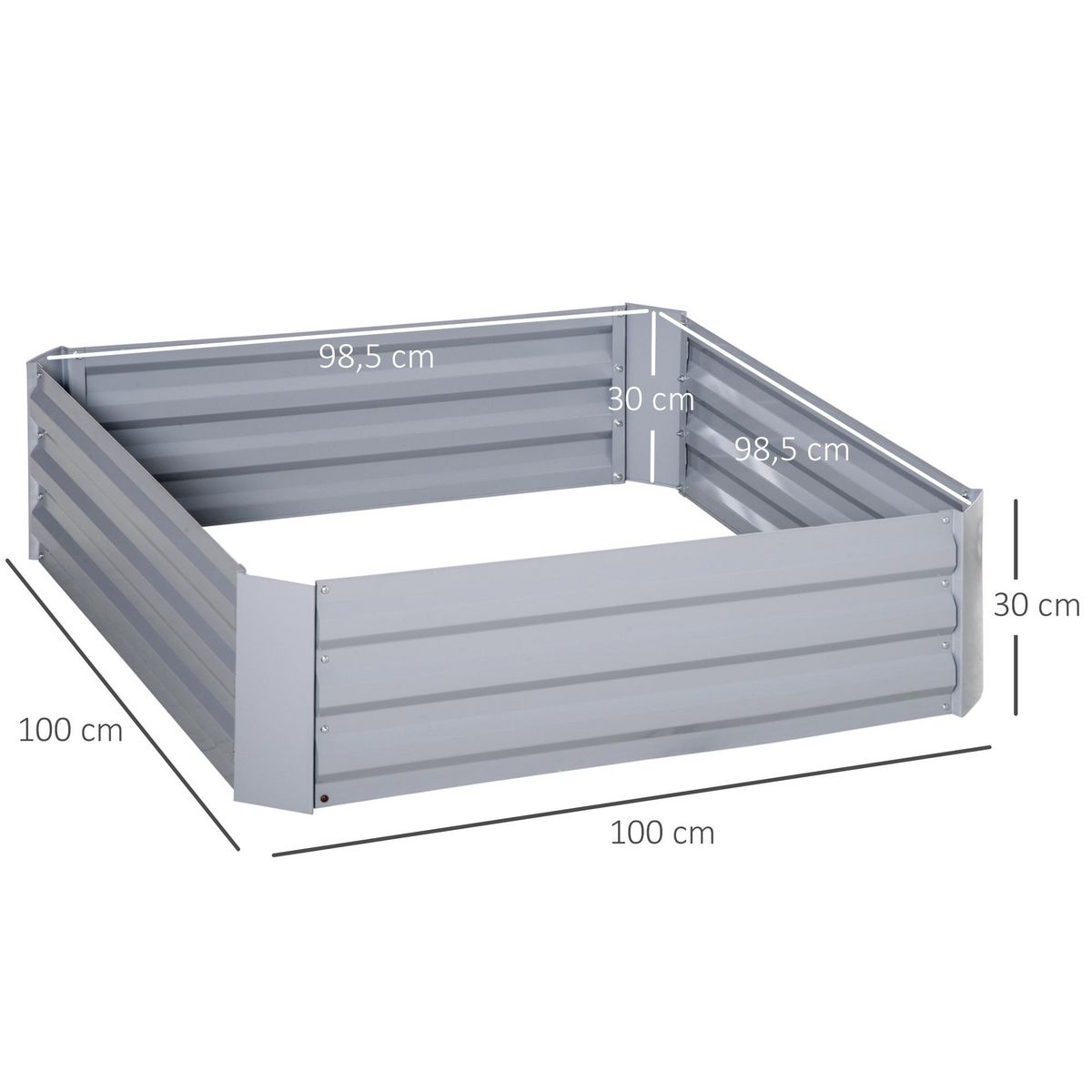 OUTSUNNY Lot de 2 carrés potager de jardin dim. 100L x 100l x 30H cm tôle d'acier ondulée gris
