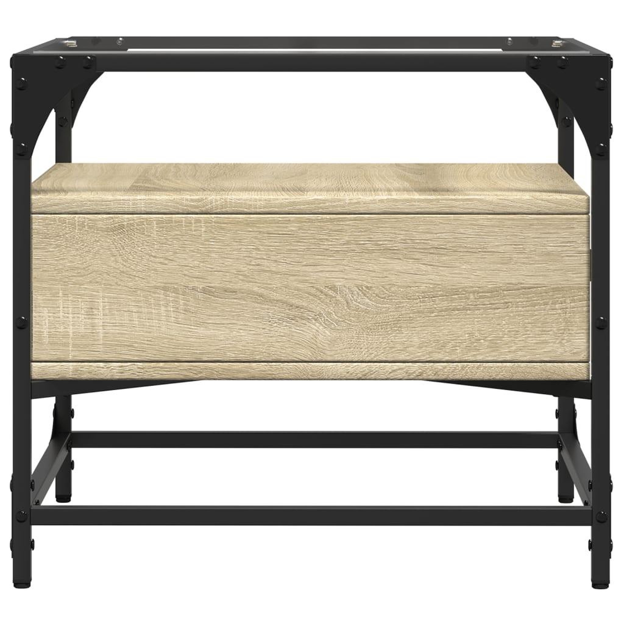 Voir la diapositive 5 : VIDAXL Table basse et dessus en verre chene sonoma 50x50x45 cm acier