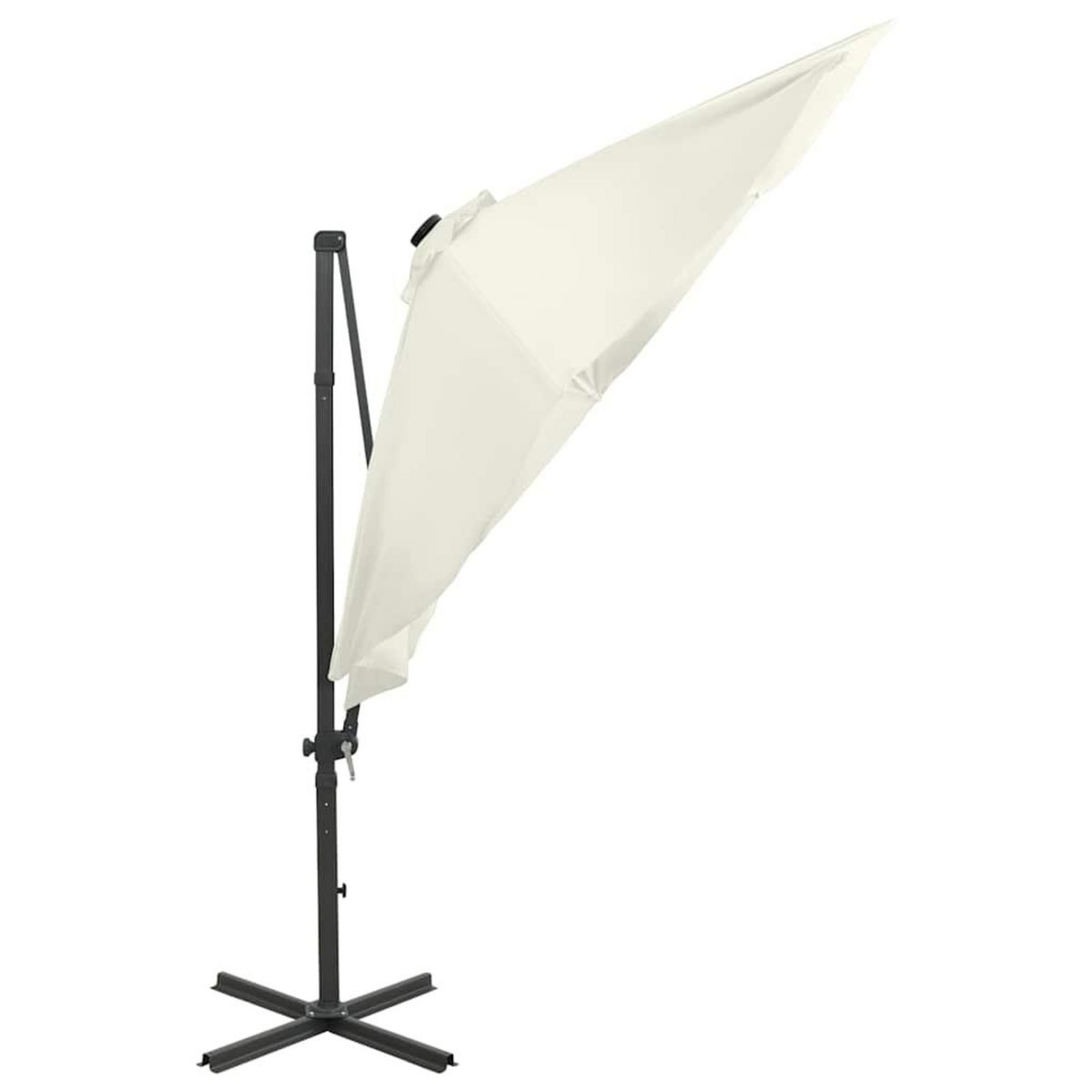 VIDAXL Parasol de jardin en porte-a-faux et mat et lumieres LED sable