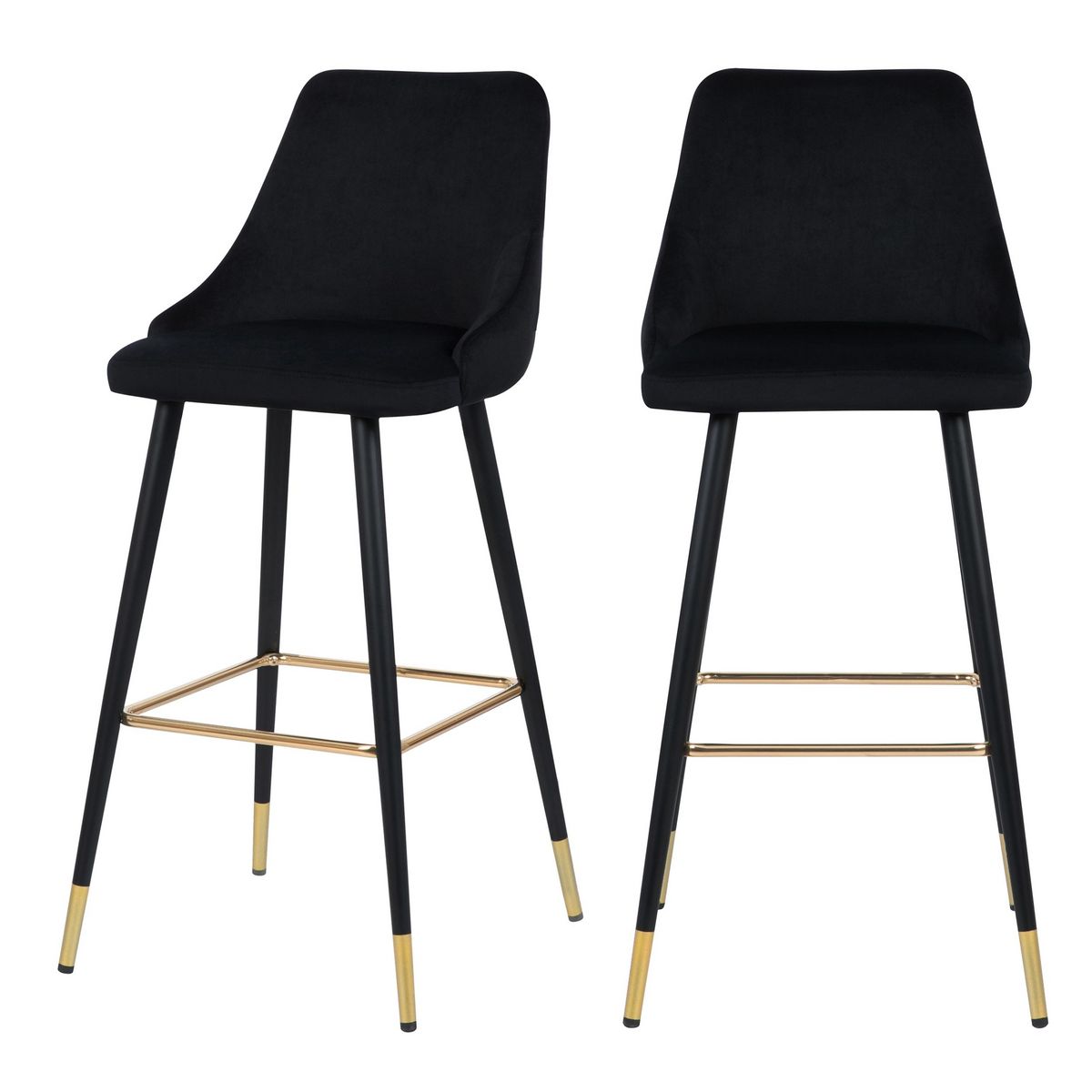 Rendez vous déco Lot de 2 chaises de bar 77.5 cm en velours noir - Aristote