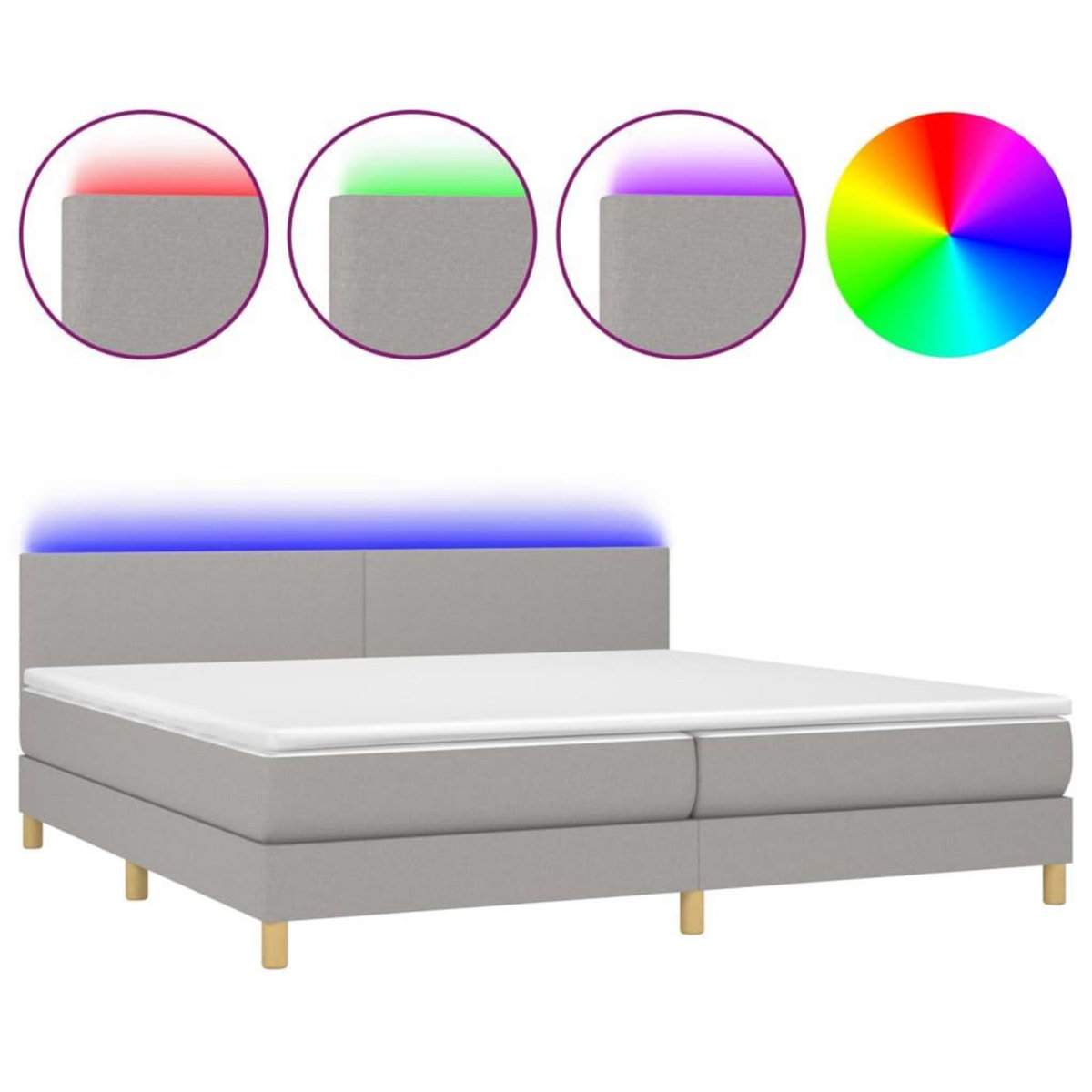 VIDAXL Sommier a lattes de lit matelas LED Gris clair 200x200 cm Tissu