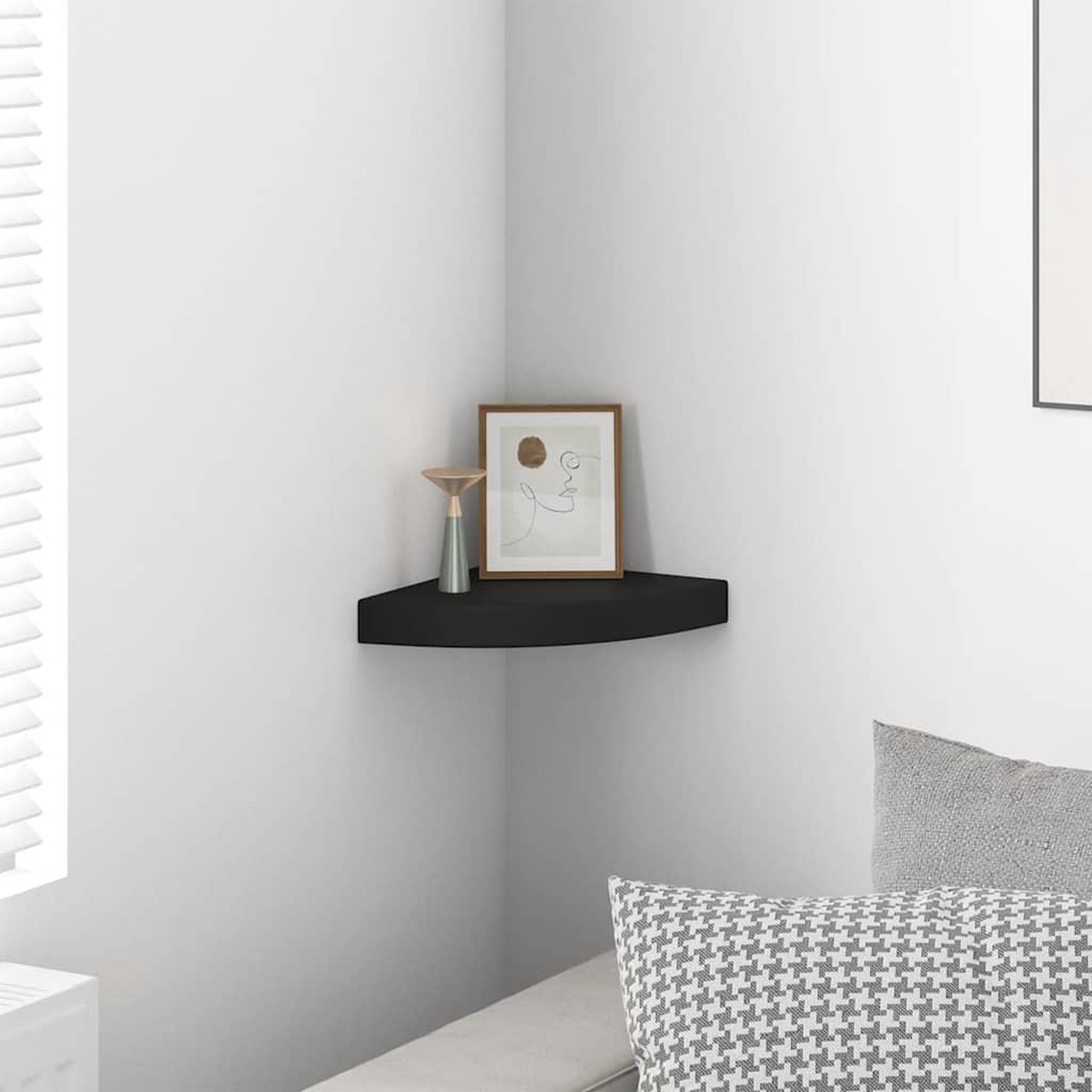 Voir la diapositive 3 : VIDAXL Etagere d'angle flottante noir 25x25x3,8 cm mdf