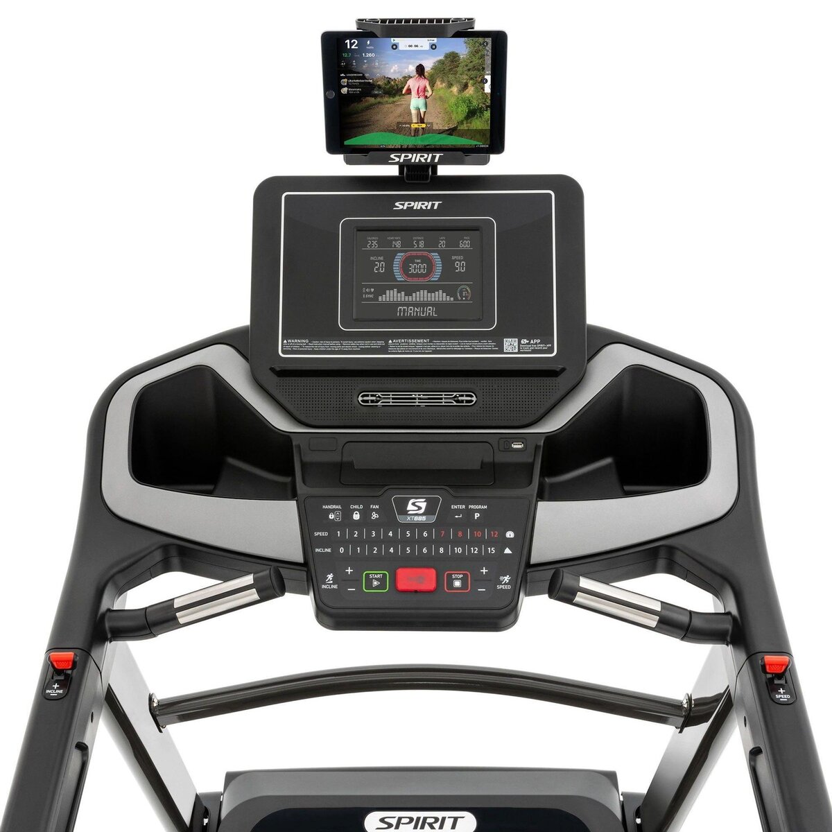 Spirit Tapis de course Motorisé - Spirit - Modèle XT685 - 20 Km/h - Bluetooth/App - Maison/Appartement