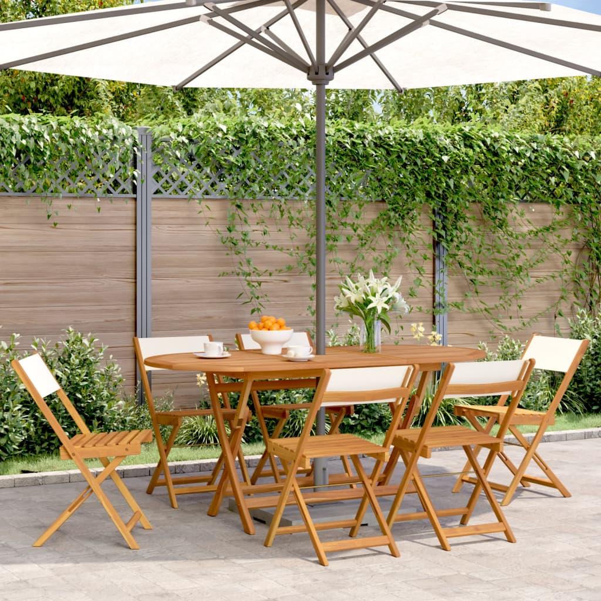 VIDAXL Chaises de jardin pliantes lot de 6 tissu et bois massif