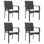 Voir la diapositive 2 : VIDAXL Chaises de jardin lot de 4 avec coussins Resine tressee Noir