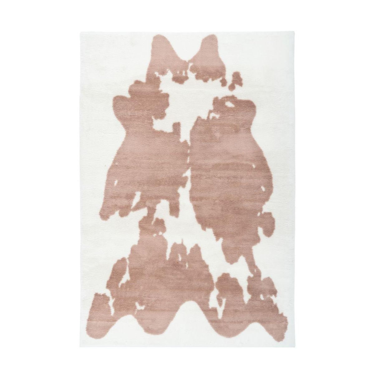 Paris Prix Tapis Imitation Fourrure  Rabbit  Taupe & Blanc