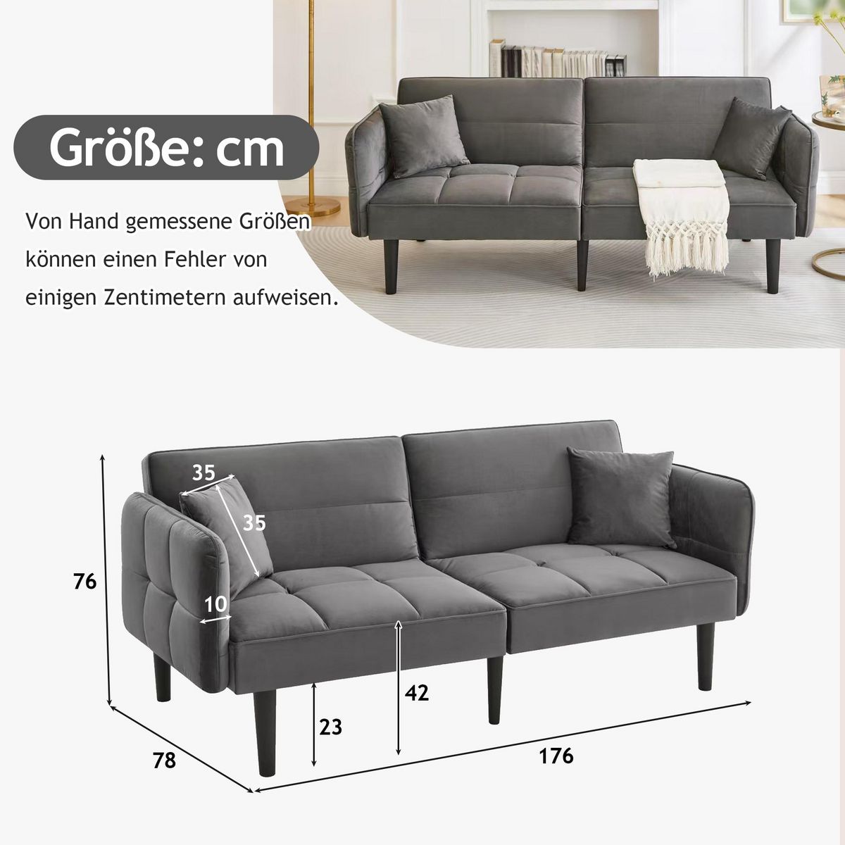 MERAX Canapé droit convertible