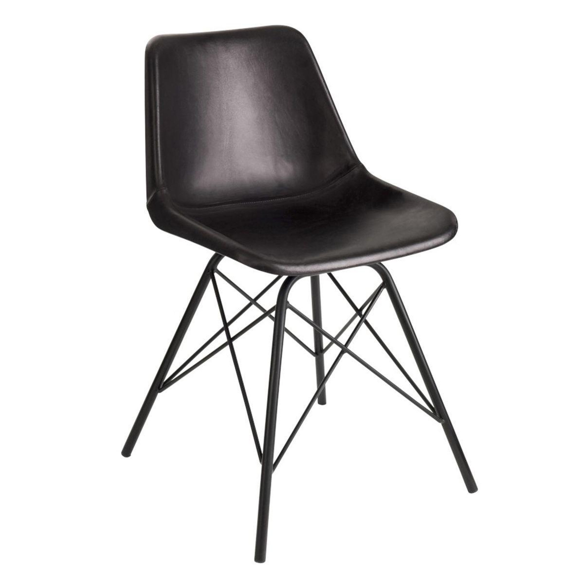 J-LINE Chaise design cuir & métal  tolbia  79cm noir