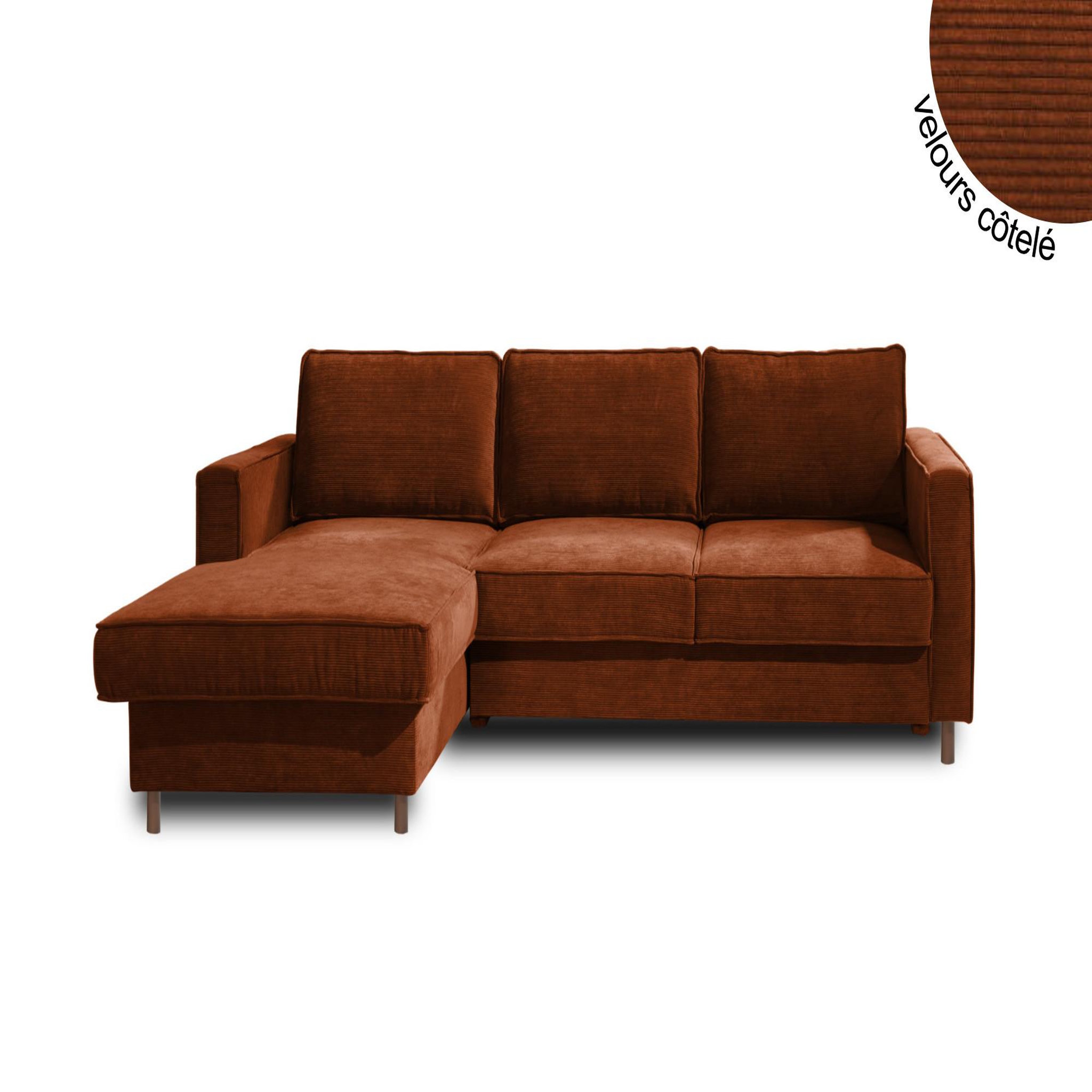 Voir la diapositive 6 : BEST MOBILIER Jake - canapé d'angle gauche - convertible avec coffre - 4 places - en velours côtelé