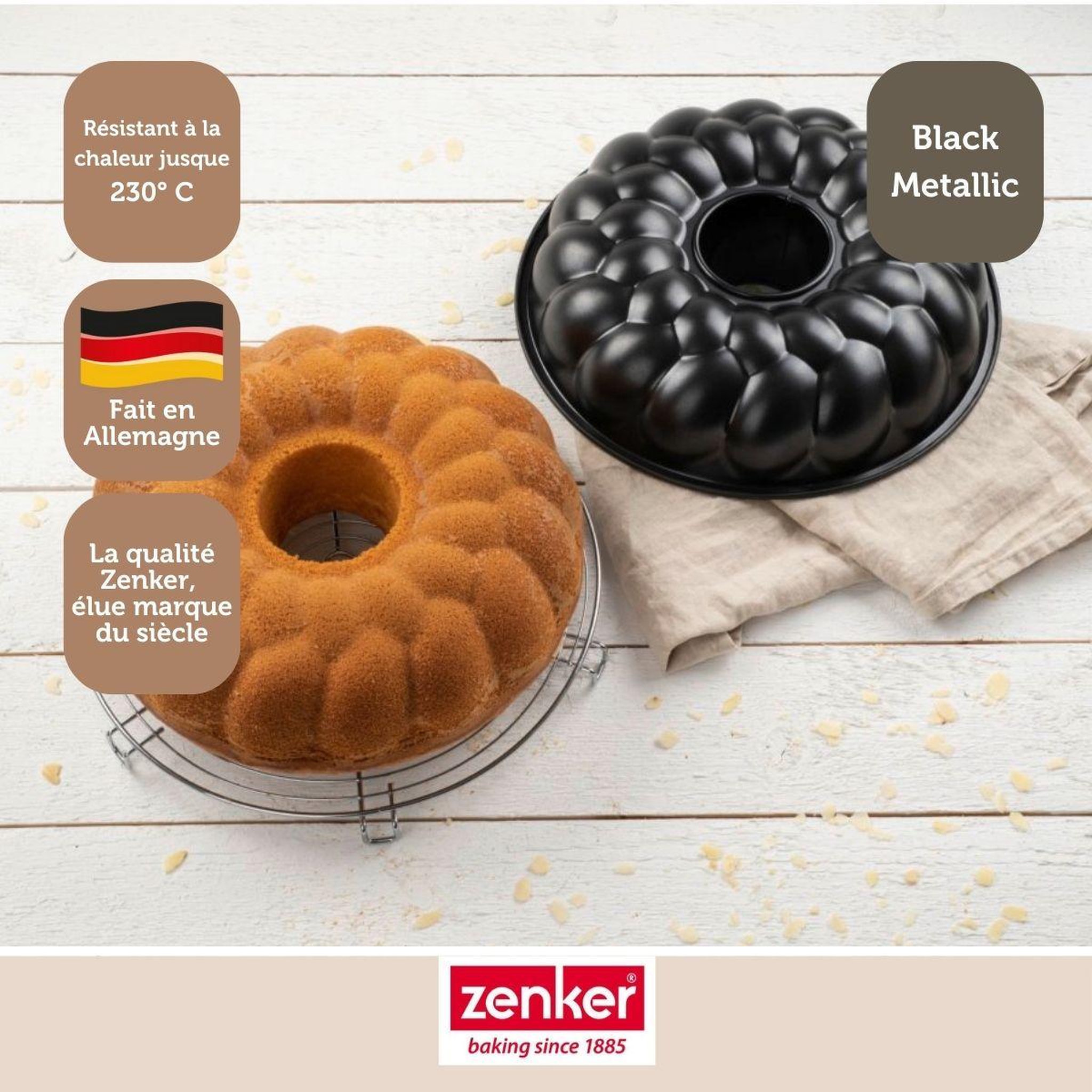 Voir la diapositive 5 : ZENKER Lot de 2 moules à gâteaux 32/32 cm en acier black mettallic black mettallic zenker  black mettallic