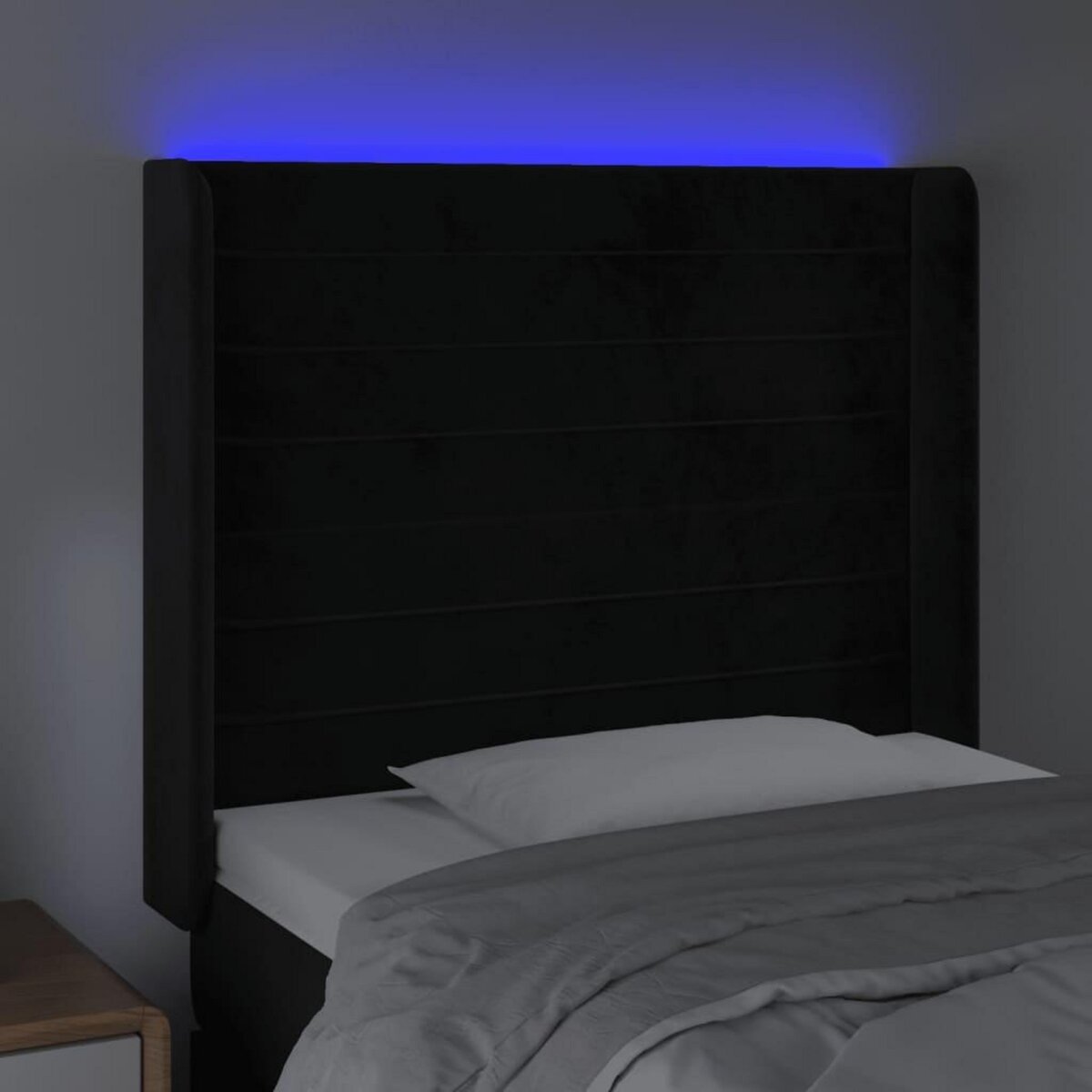 VIDAXL Tete de lit a LED Noir 83x16x118/128 cm Velours