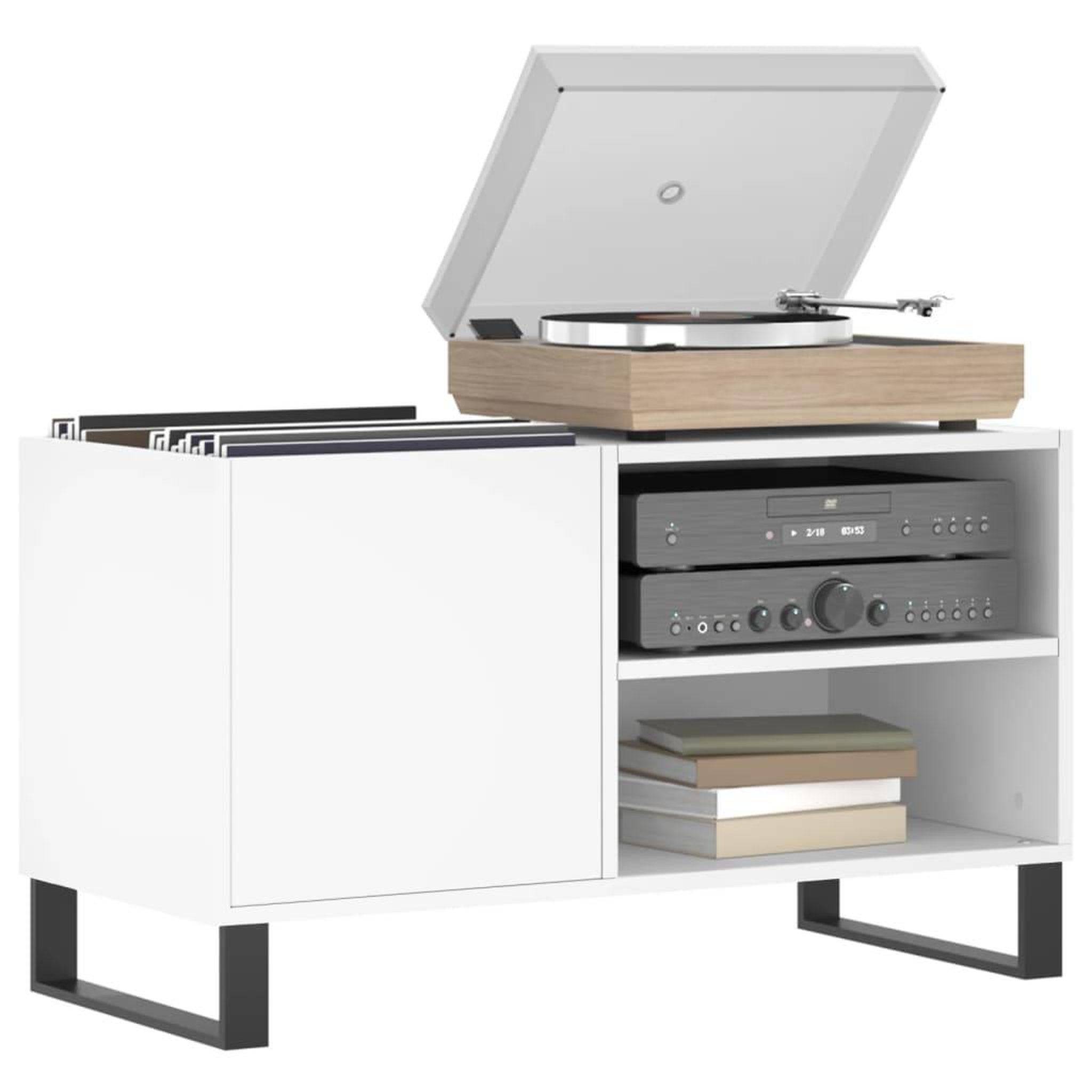 Voir la diapositive 3 : VIDAXL Armoire a disques blanc 85x38x48 cm bois d'ingenierie