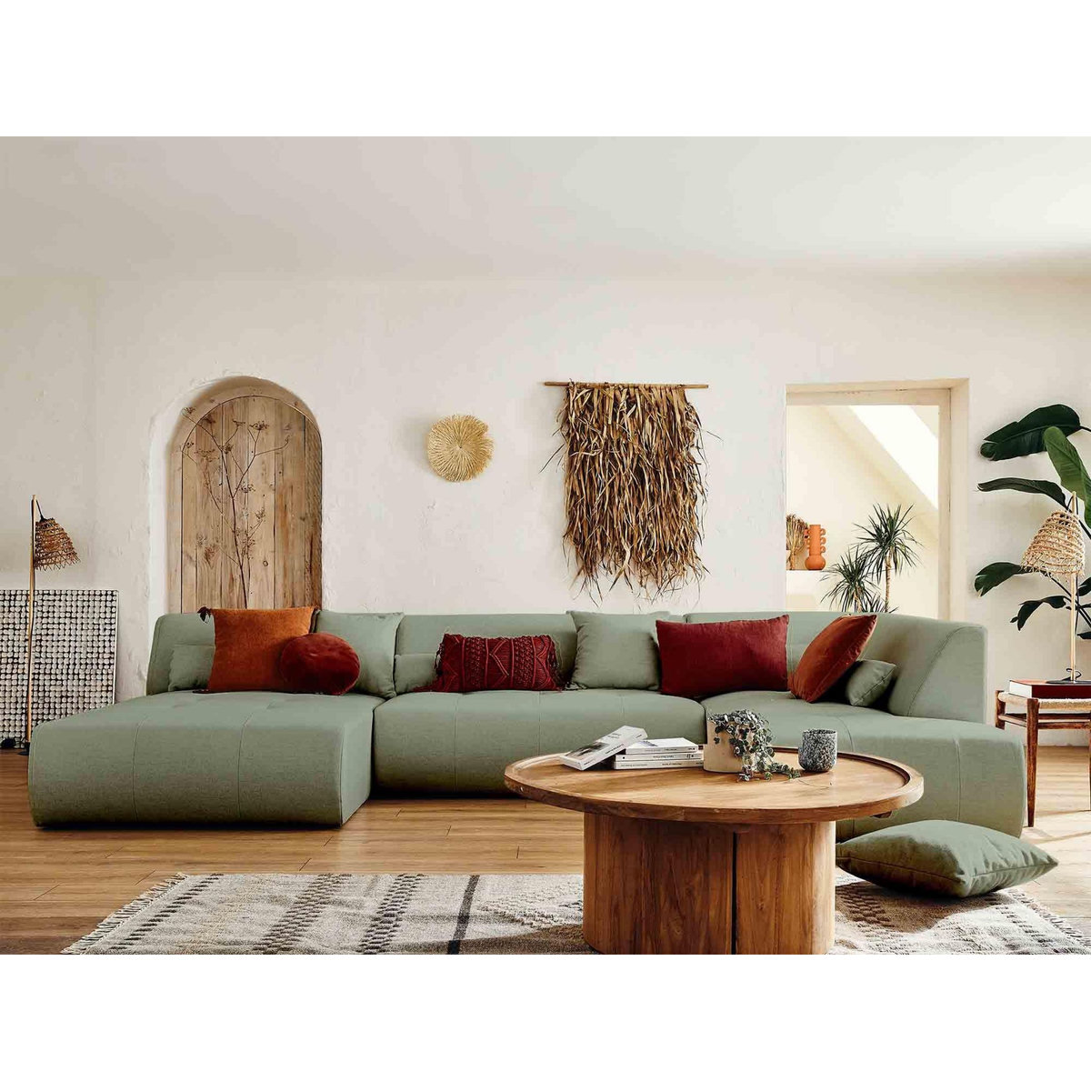 LISA DESIGN Onyx - canapé modulable panoramique d'angle droit 7 places - en tissu