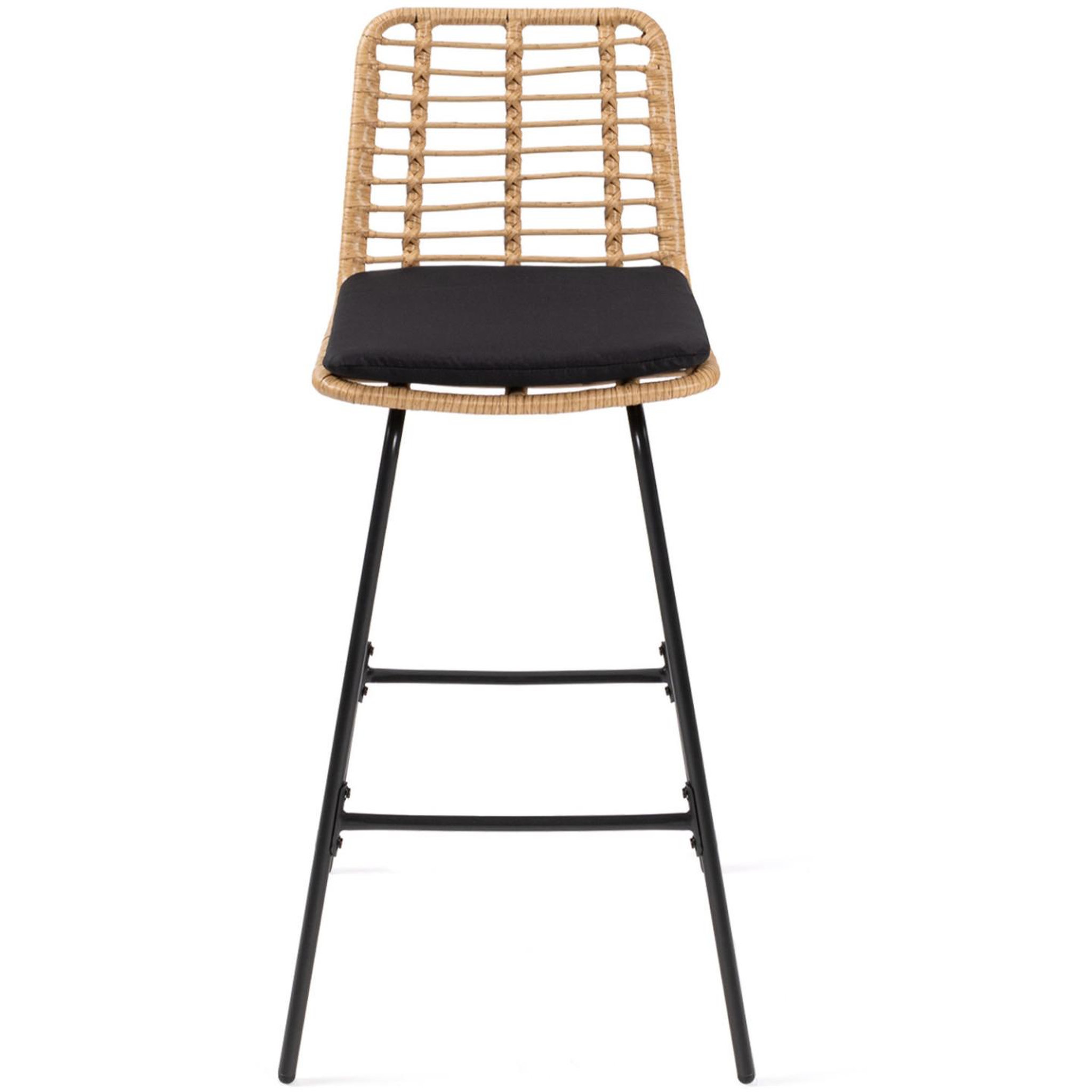 Voir la diapositive 3 : ID MARKET Lot de 4 tabourets de bar summer effet rotin pied métal noir