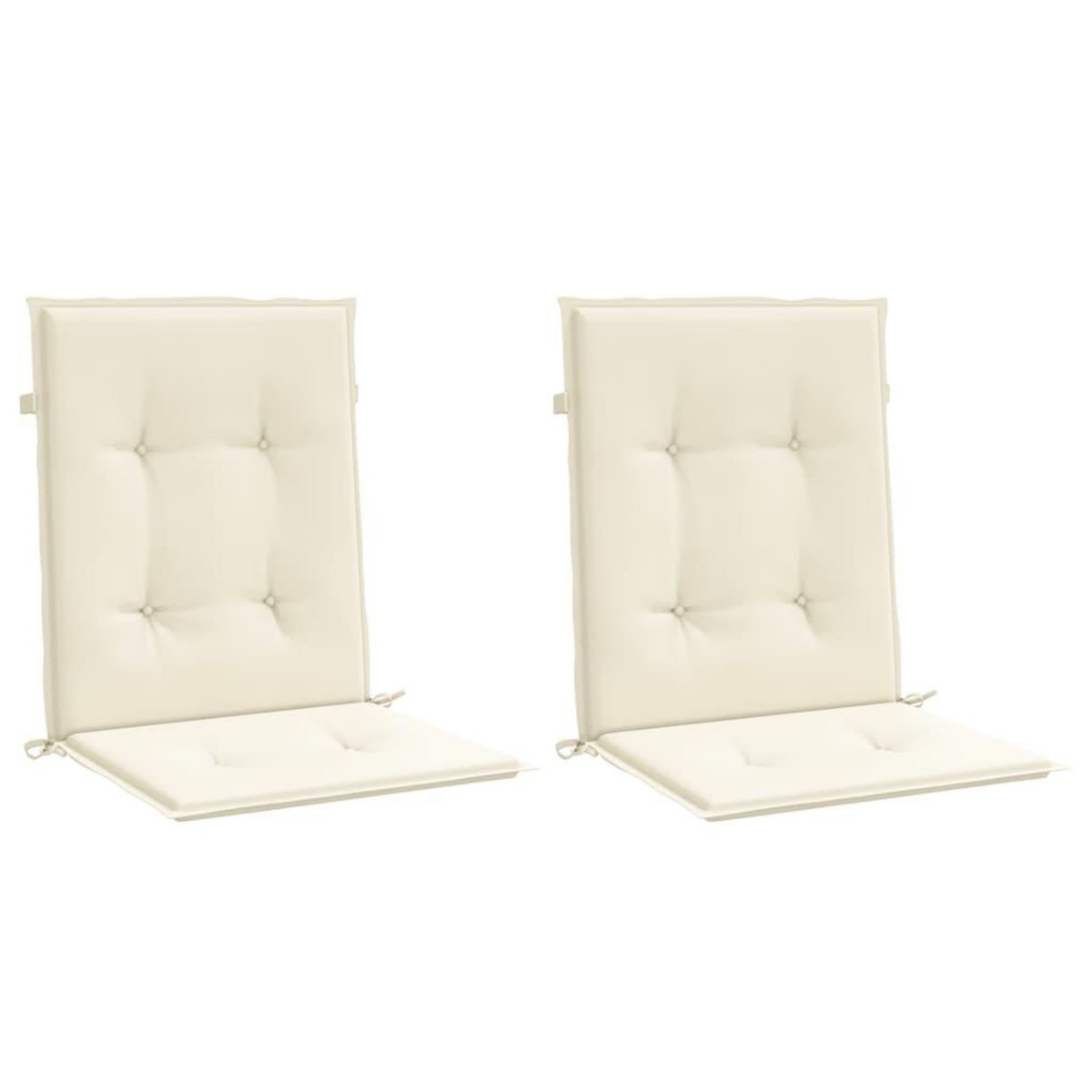 VIDAXL Coussins de chaise de jardin a dossier bas lot de 2 creme