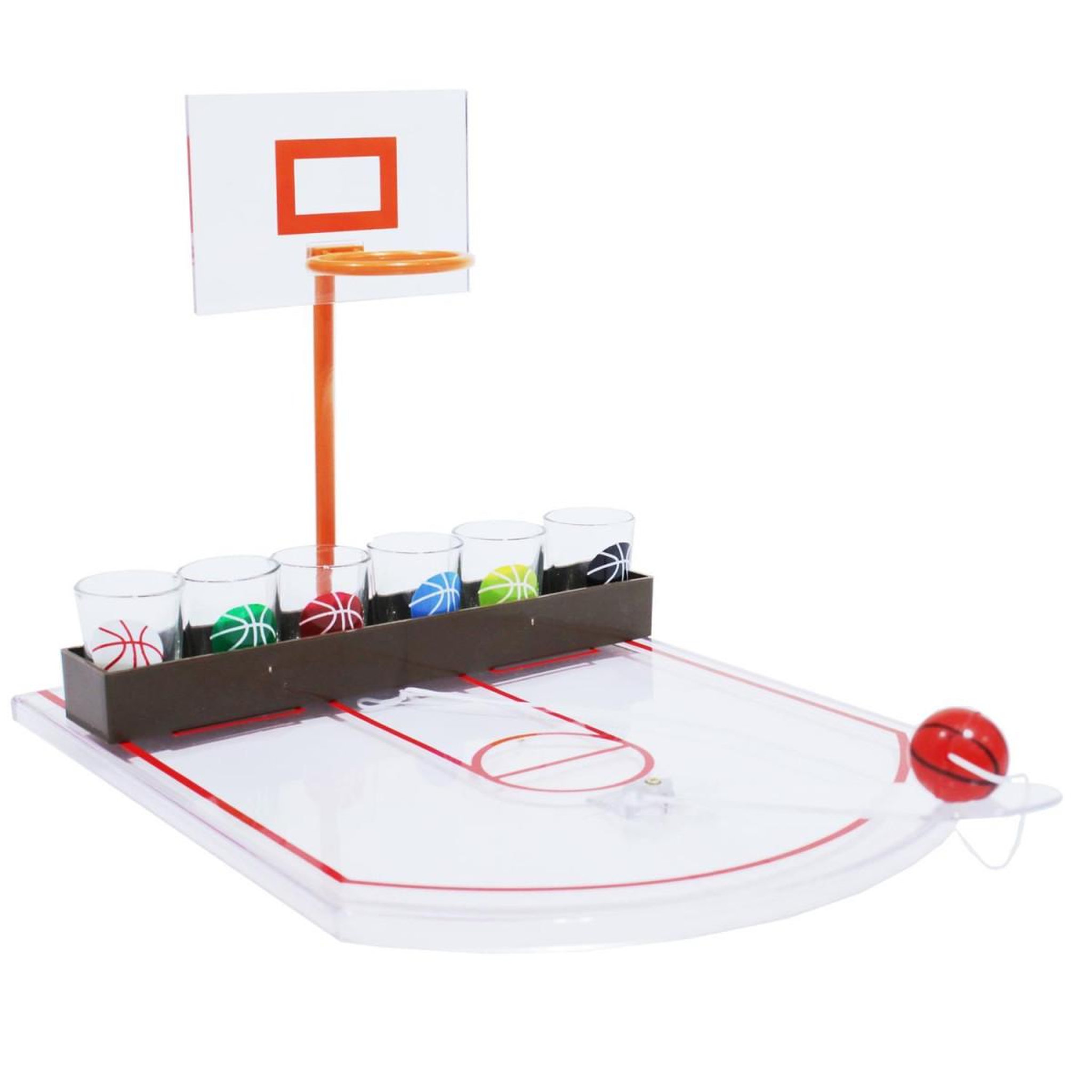 MISTER GADGET Jeu à boire 6 verres à shot  basket  36cm blanc