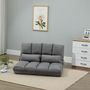Voir la diapositive 2 : HOMCOM Chauffeuse - matelas d'appoint pliant - fauteuil convertible - inclinaison dossier réglable 14 positions - 2 coussins inclus - polyester aspect suédé gris