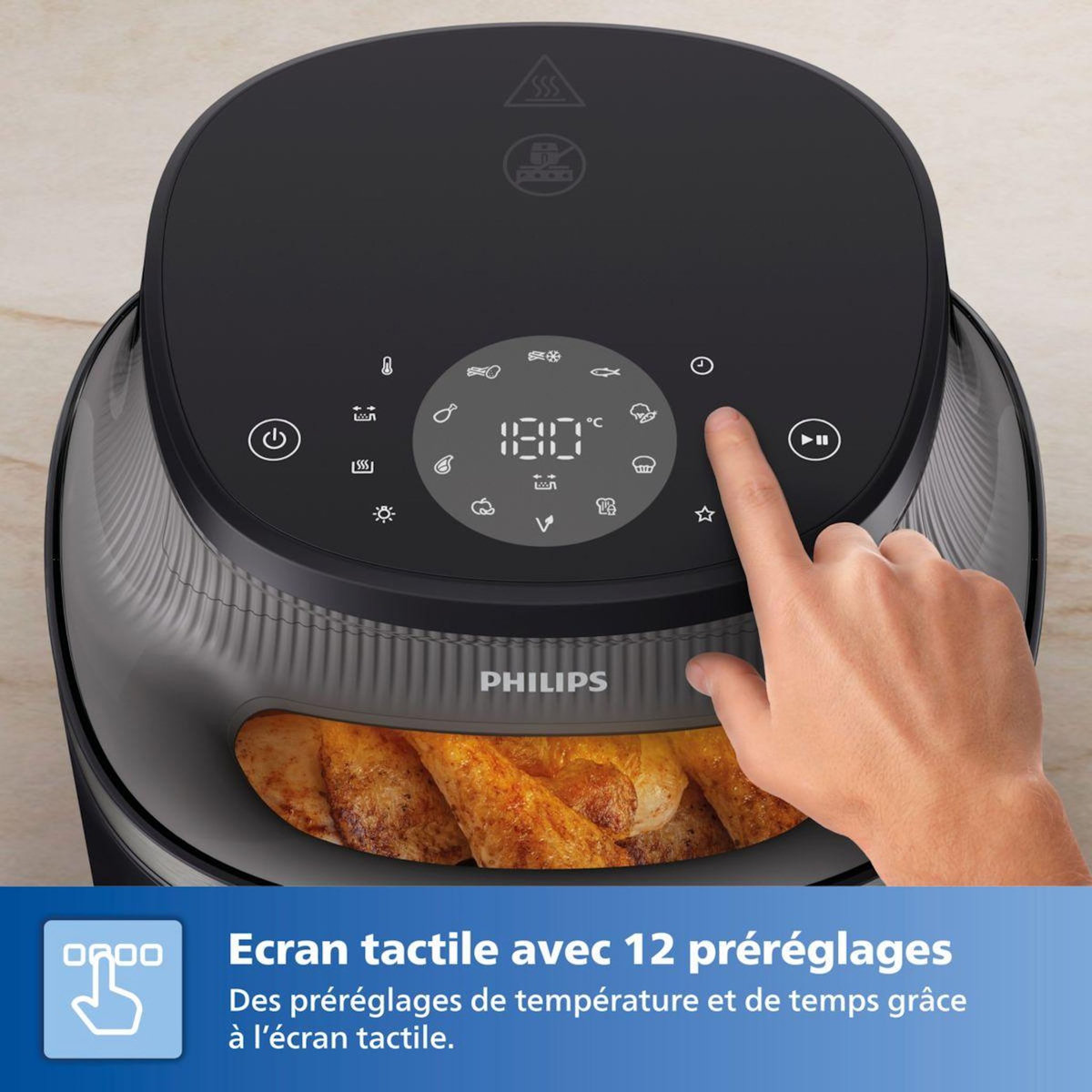 Philips Airfryer NA332/00 Friteuse sans huile avec fenêtre de cuisson Noir/Doré, Série 3000 6.2L