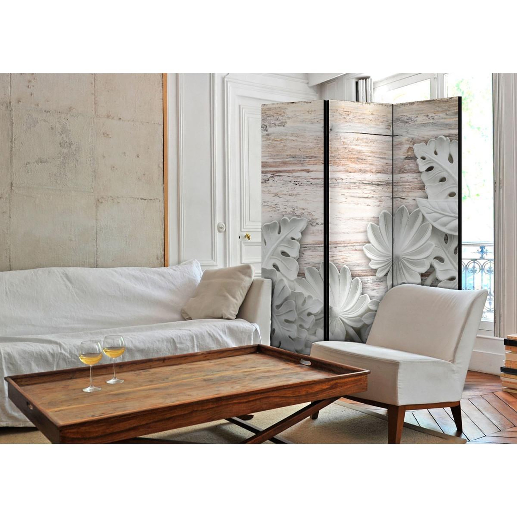 Voir la diapositive 2 : Paris Prix Paravent 3 volets  alabastrine grove  135x172cm
