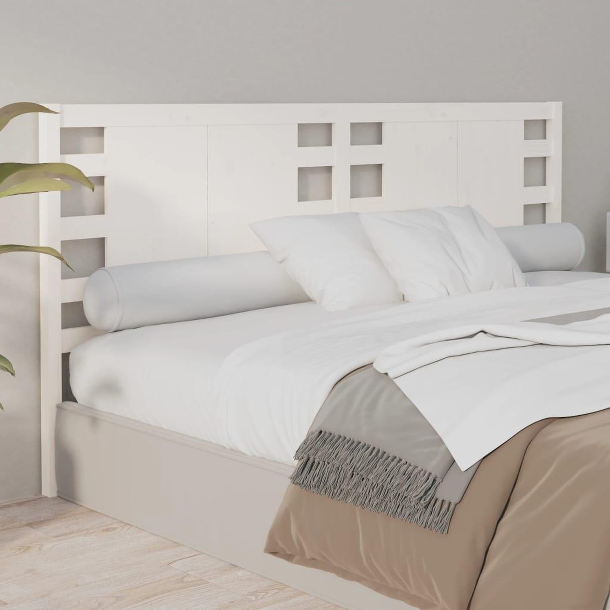Voir la diapositive 5 : VIDAXL Tete de lit Blanc 156x4x100 cm Bois massif de pin