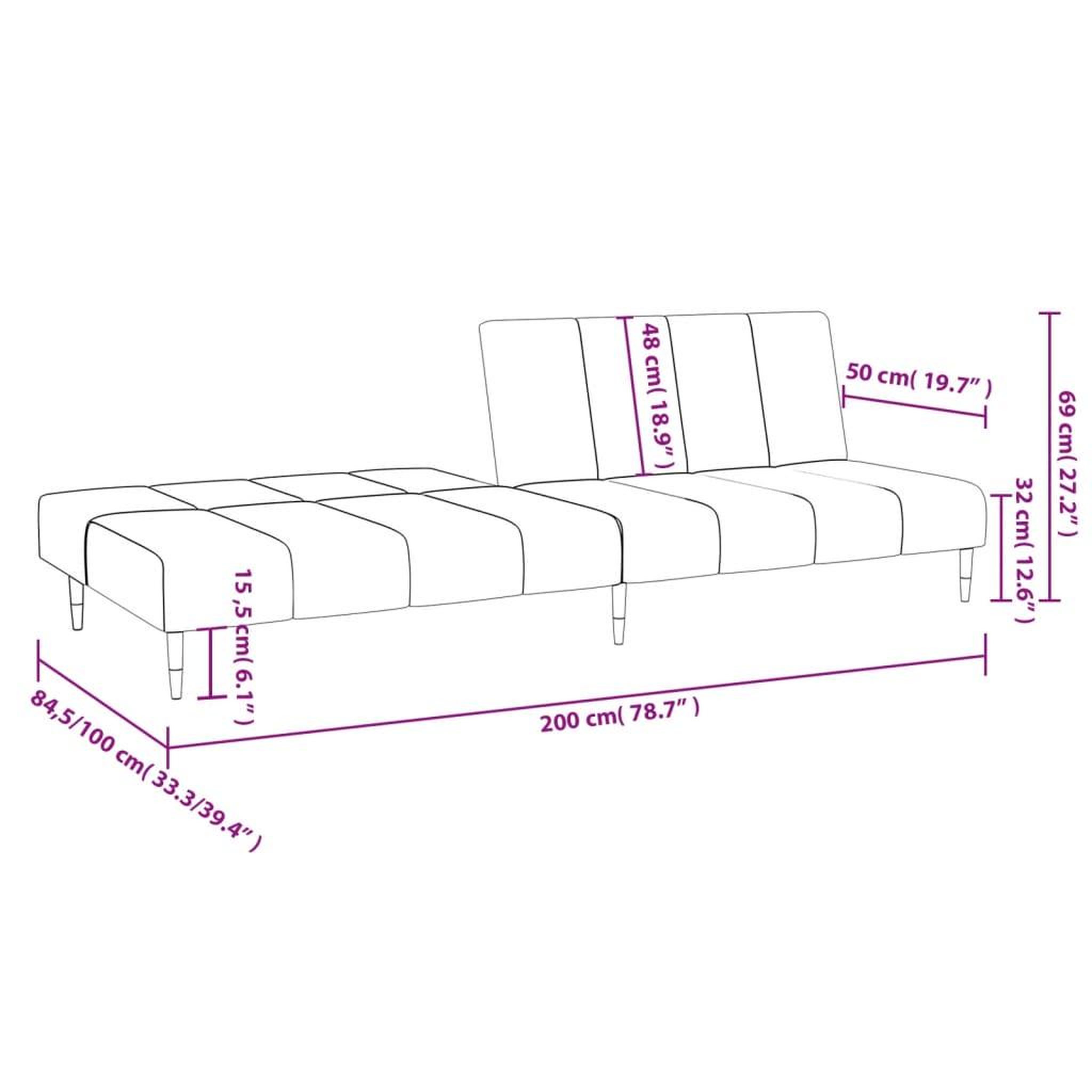 Voir la diapositive 6 : VIDAXL Canape-lit 2 places noir velours