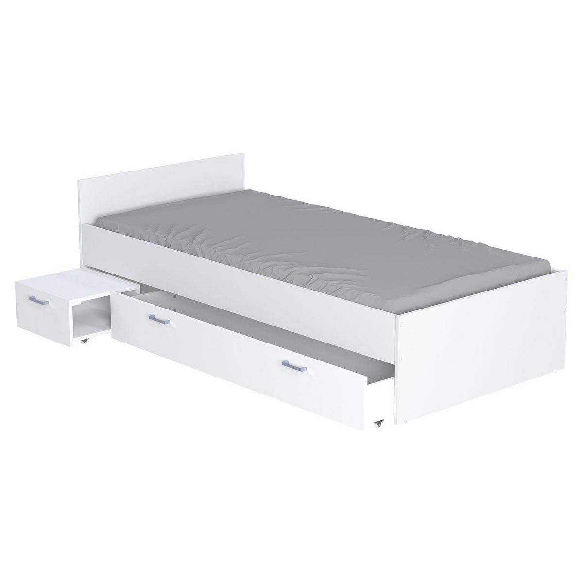 Lit simple avec rangements 90X190 cm 1 chevet intégré et 1 tiroir BLAST