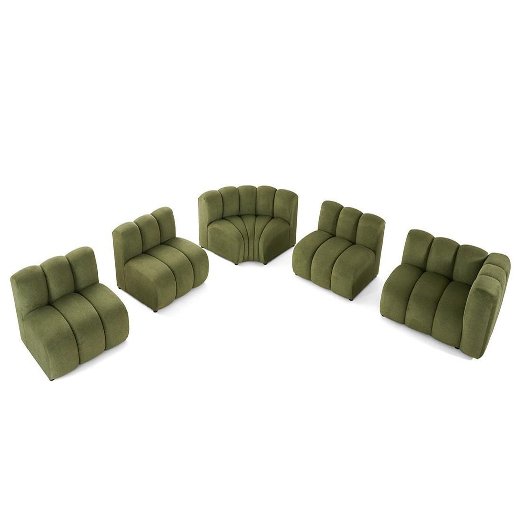 Voir la diapositive 2 : LISA DESIGN Debbie - canapé modulable d'angle gauche 5 places en tissu texturé