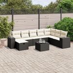 VIDAXL Salon de jardin 9 pcs avec coussins noir resine tressee