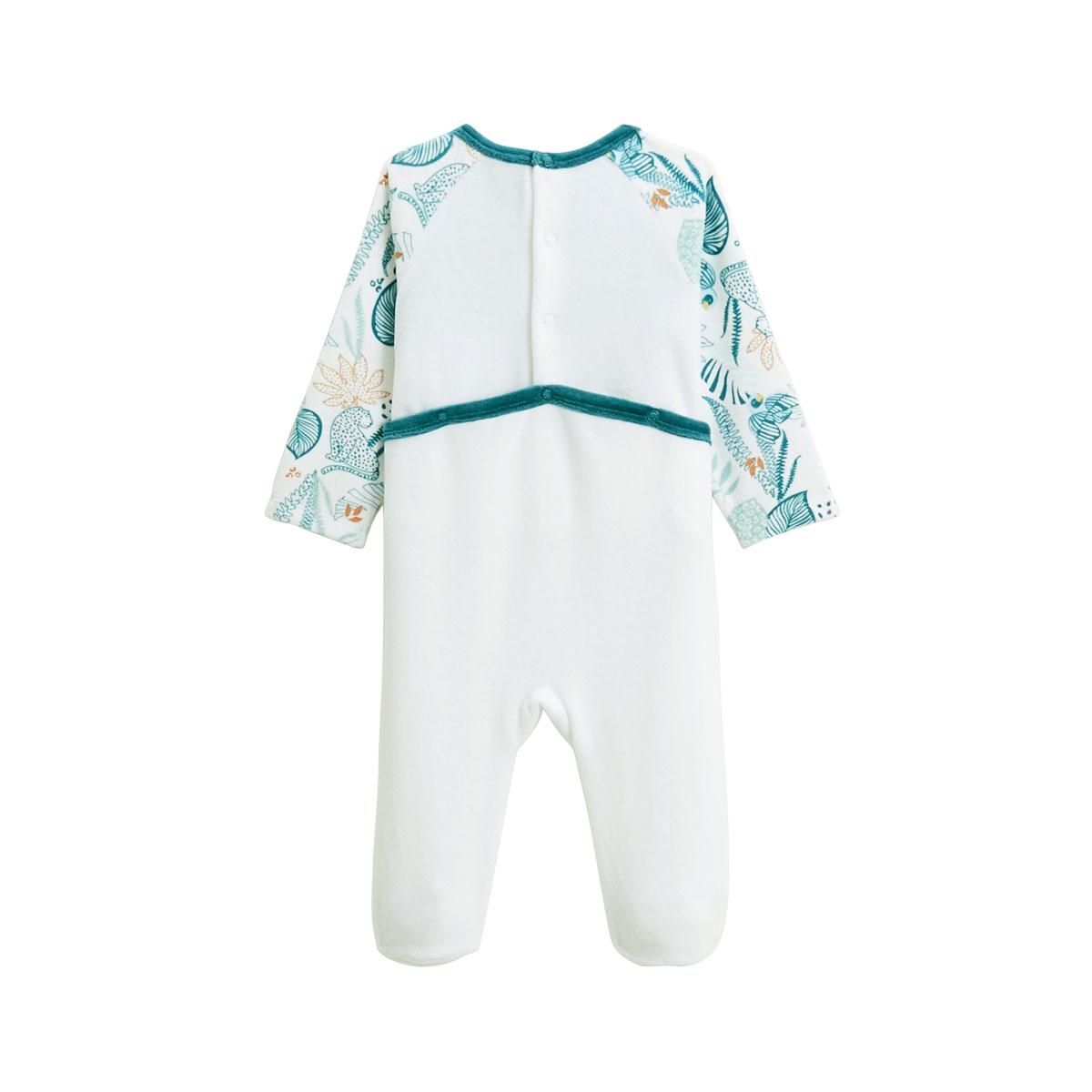 Petit Béguin Pyjama bébé en velours écru Roméo