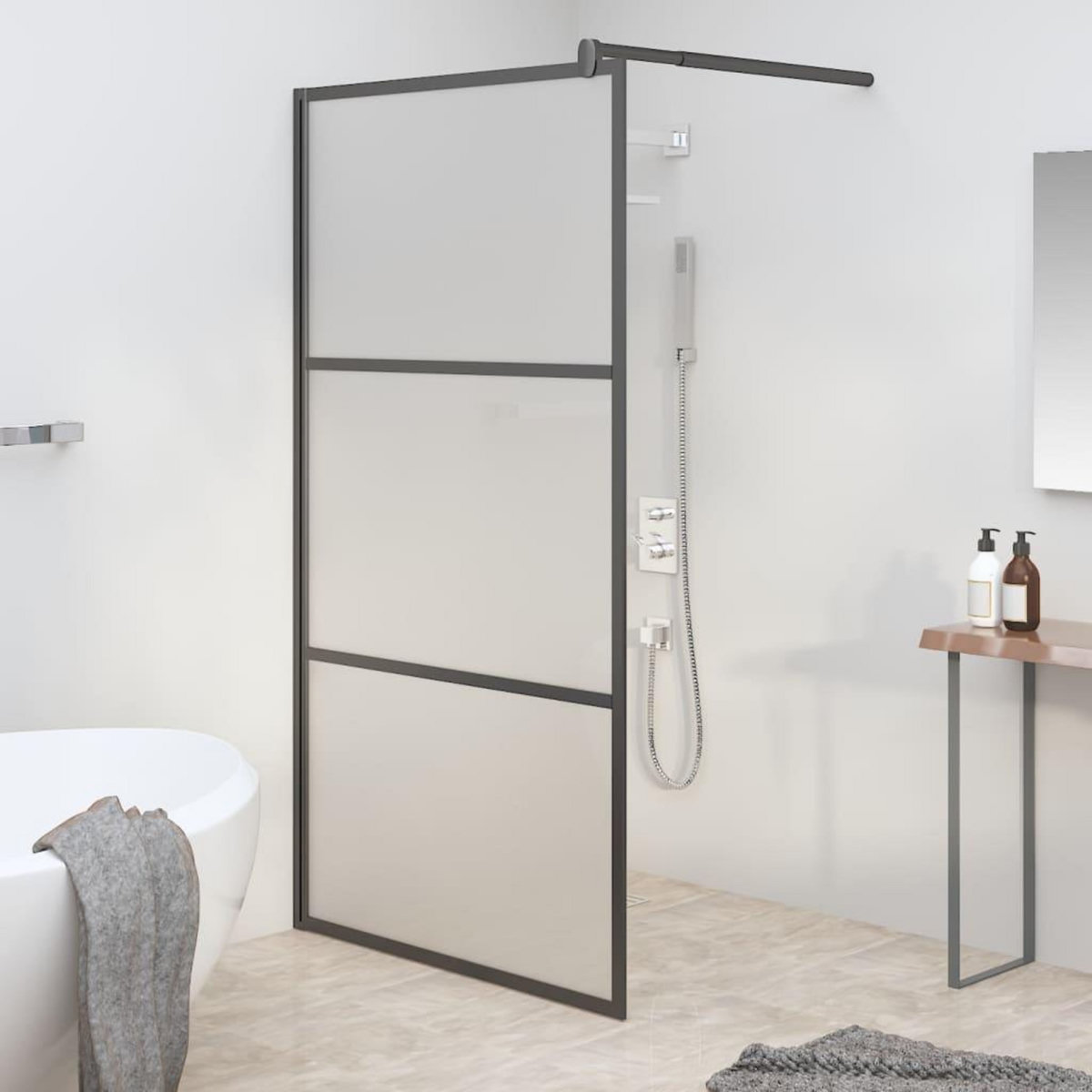 VIDAXL Paroi de douche 100x195 cm Verre ESG depoli Noir