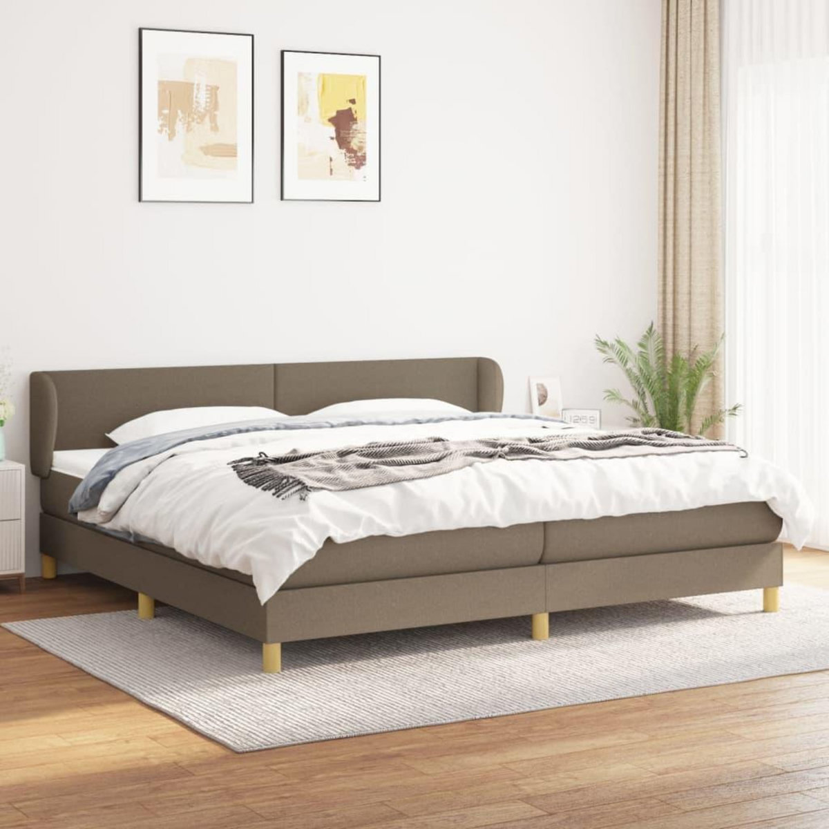 VIDAXL Sommier a lattes de lit avec matelas Taupe 200x200 cm Tissu