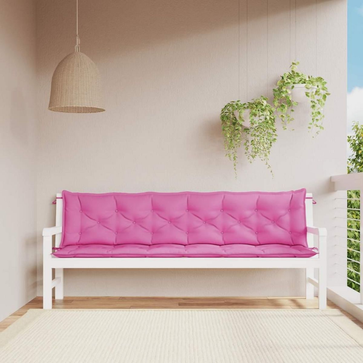 VIDAXL Coussins de banc de jardin lot de 2 rose 200x50x7 cm tissu