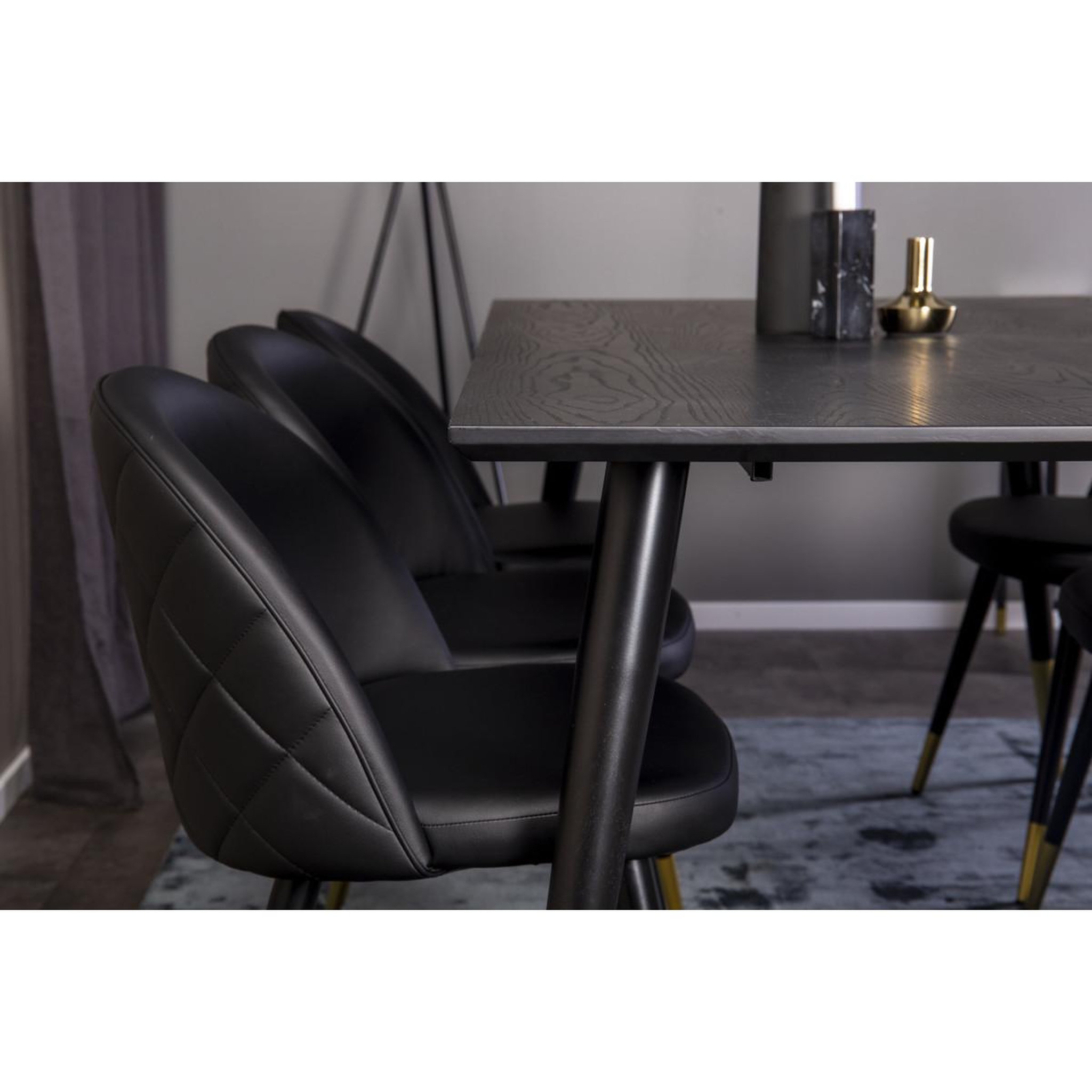 Voir la diapositive 6 : Paris Prix Ensemble table à manger design & 6 chaises  dipp & velvet  180cm noir