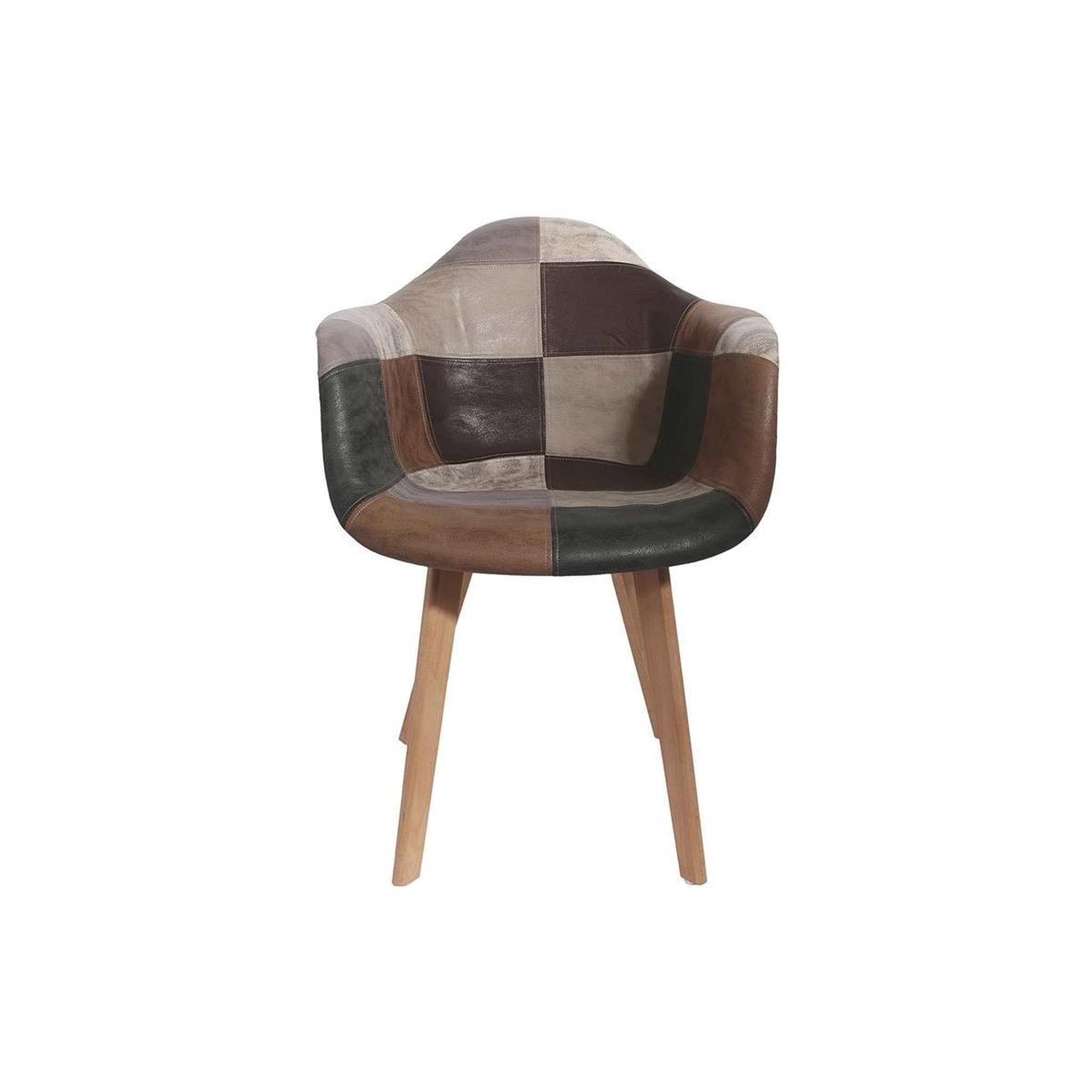 Voir la diapositive 3 : The Home Deco Factory Lot de 2 fauteuils déco  patchwork  84cm marron