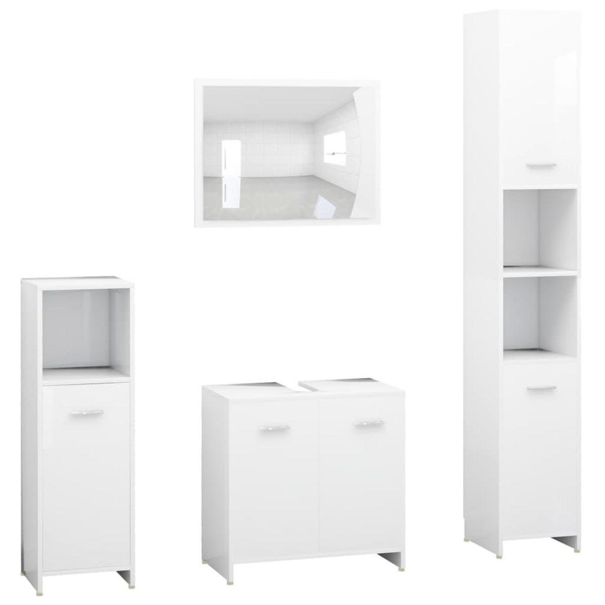 VIDAXL Ensemble de meubles salle de bain 4 pcs blanc bois d'ingenierie