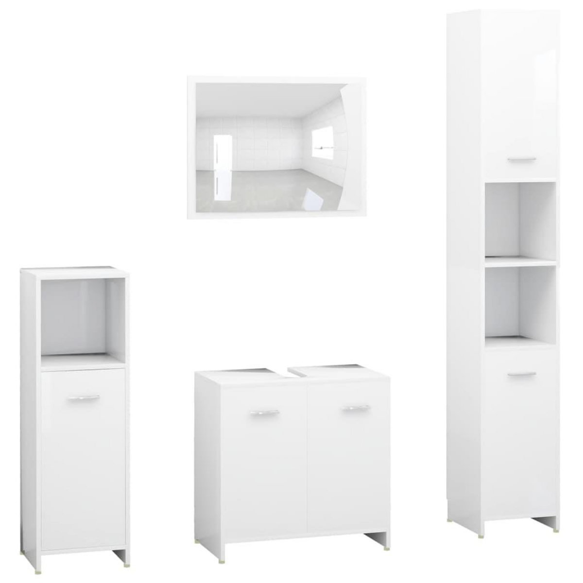 VIDAXL Ensemble de meubles salle de bain 4 pcs blanc bois d'ingenierie