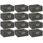Voir la diapositive 1 : TOILINUX Lot de 12 Boites de rangement en tissu l.31 x h. 15 cm - Gris foncé chiné